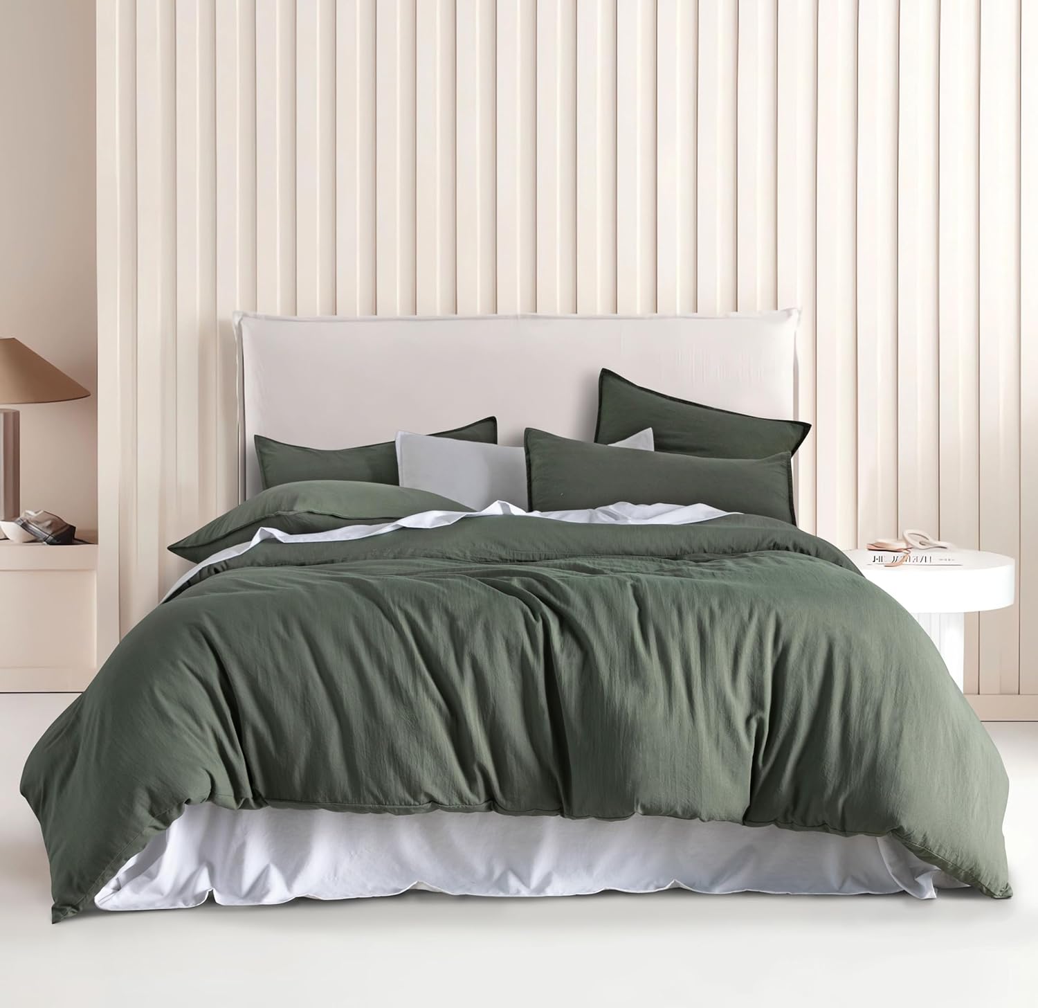 Ultra-Soft Microfibre Quilt Cover Set Single Size, Khaki Green