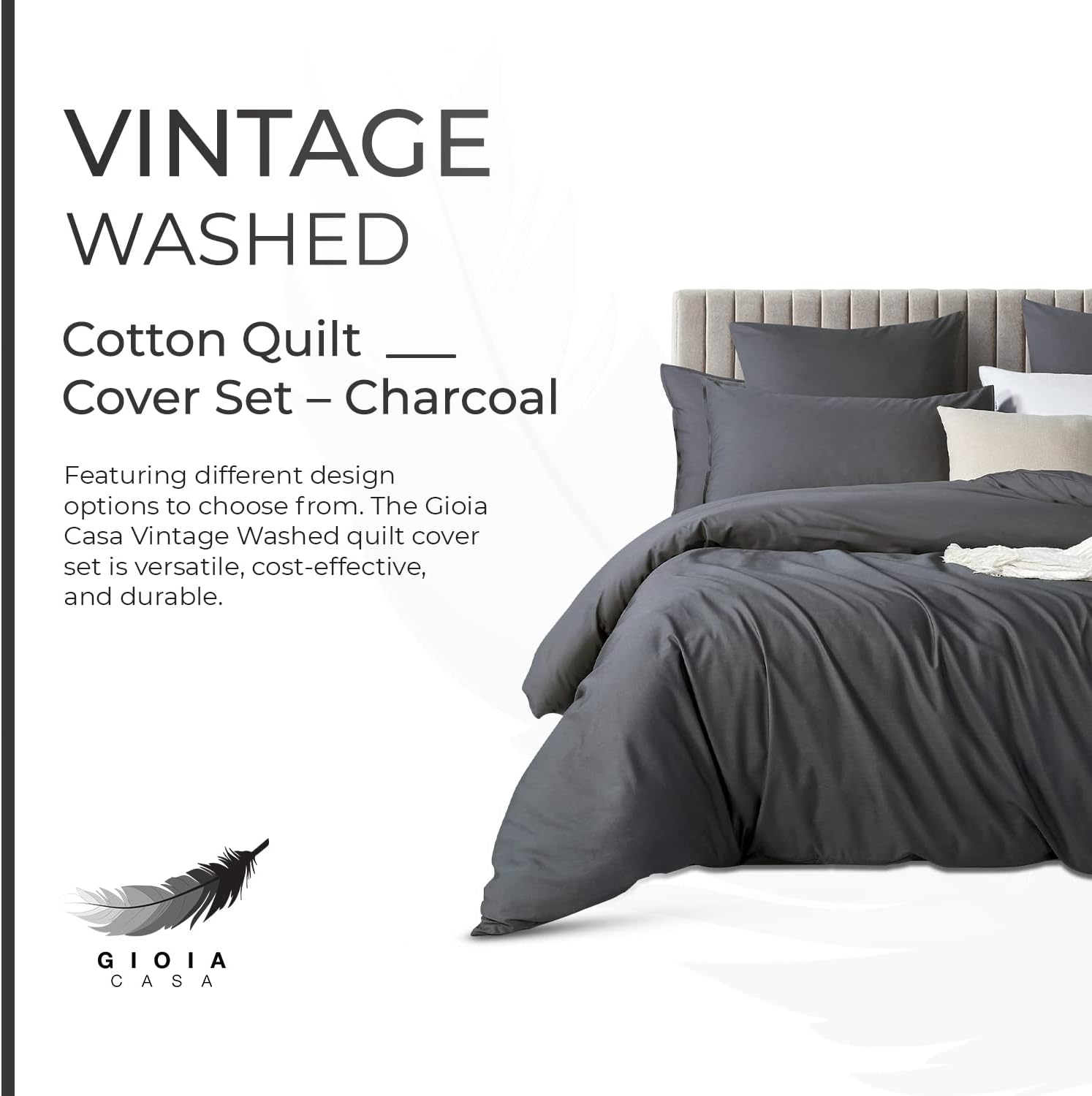 Ultra-Soft Cotton Vintage Washed Quilt Cover Set - Single