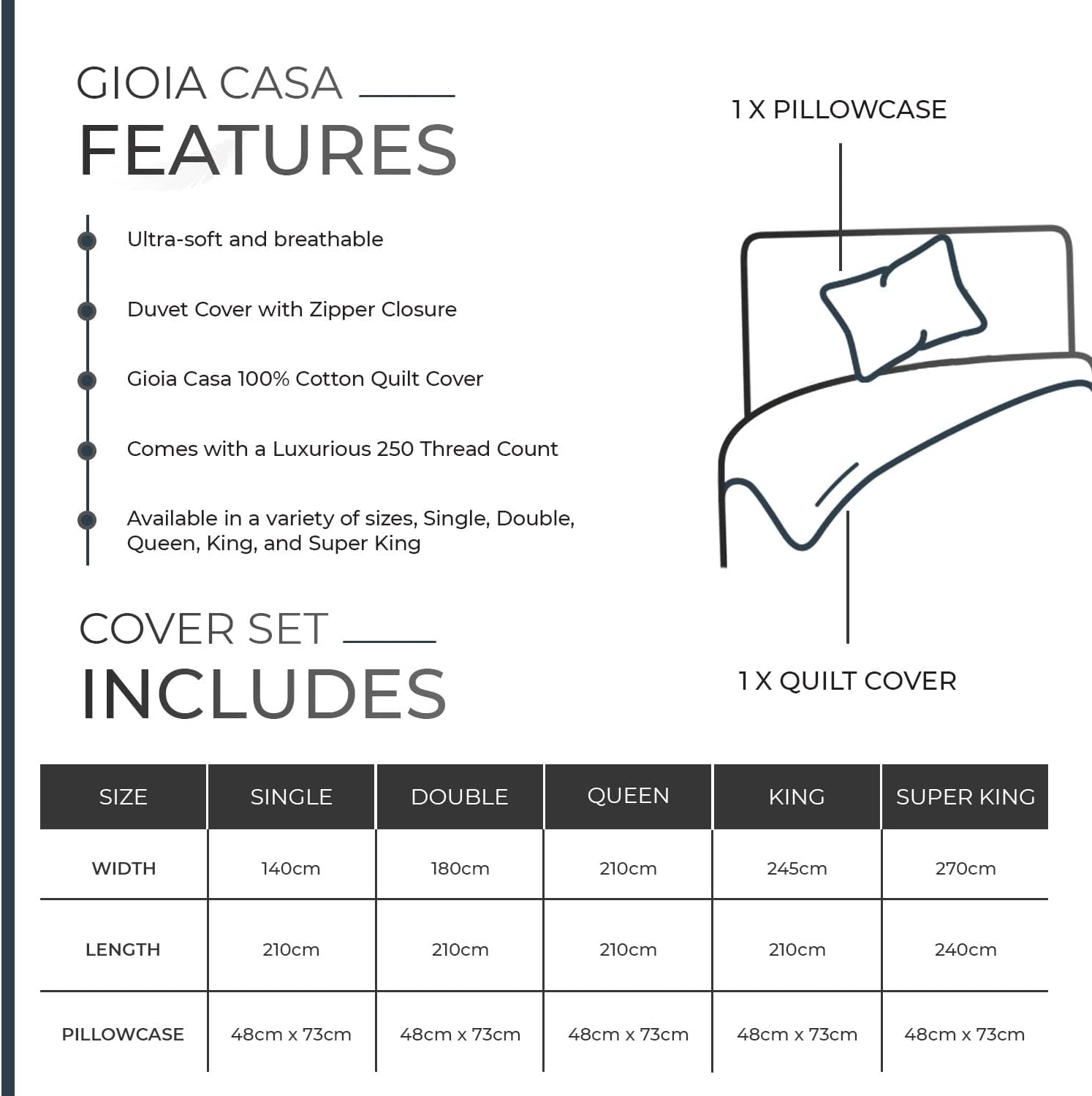 Ultra-Soft Hypoallergenic Cotton Quilt Set, Single - Gioia Casa