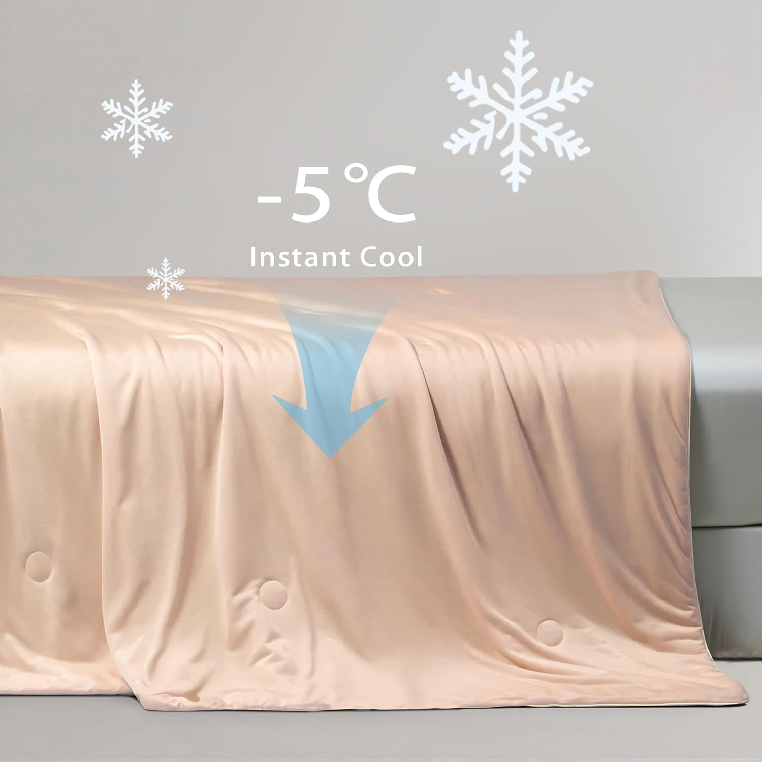Ice Cooling Reversible Summer Comforter Blanket Orange and Blue, Single/Double