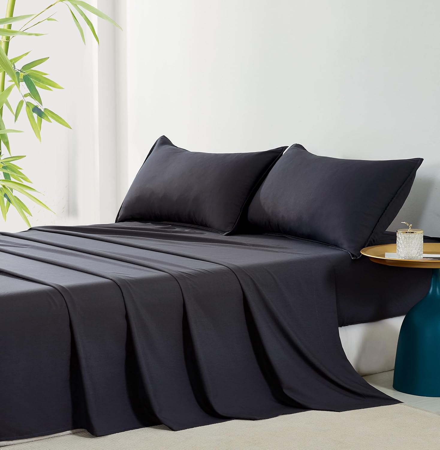 Bamboo Microfibre Sheet Set - Charcoal - Single