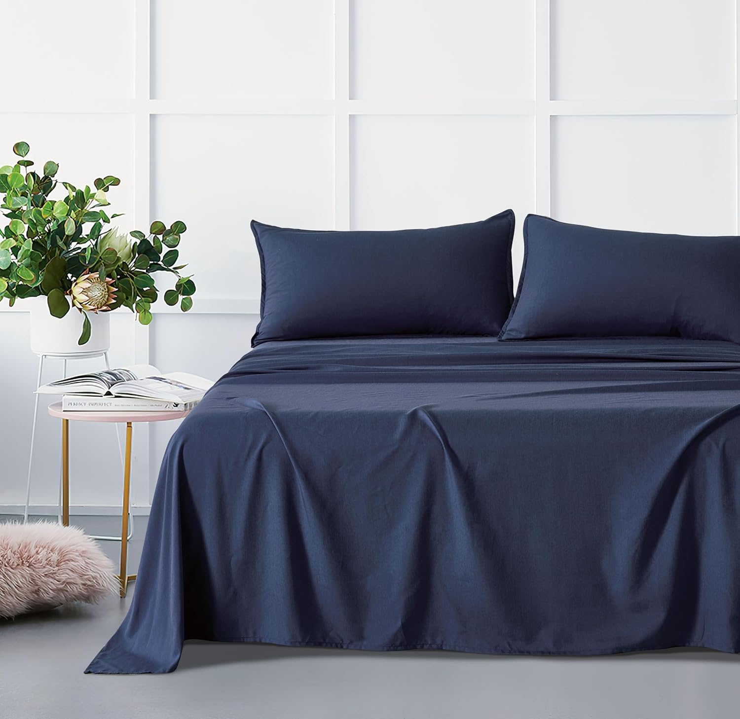 Bamboo Microfibre Sheet Set - Navy - Single