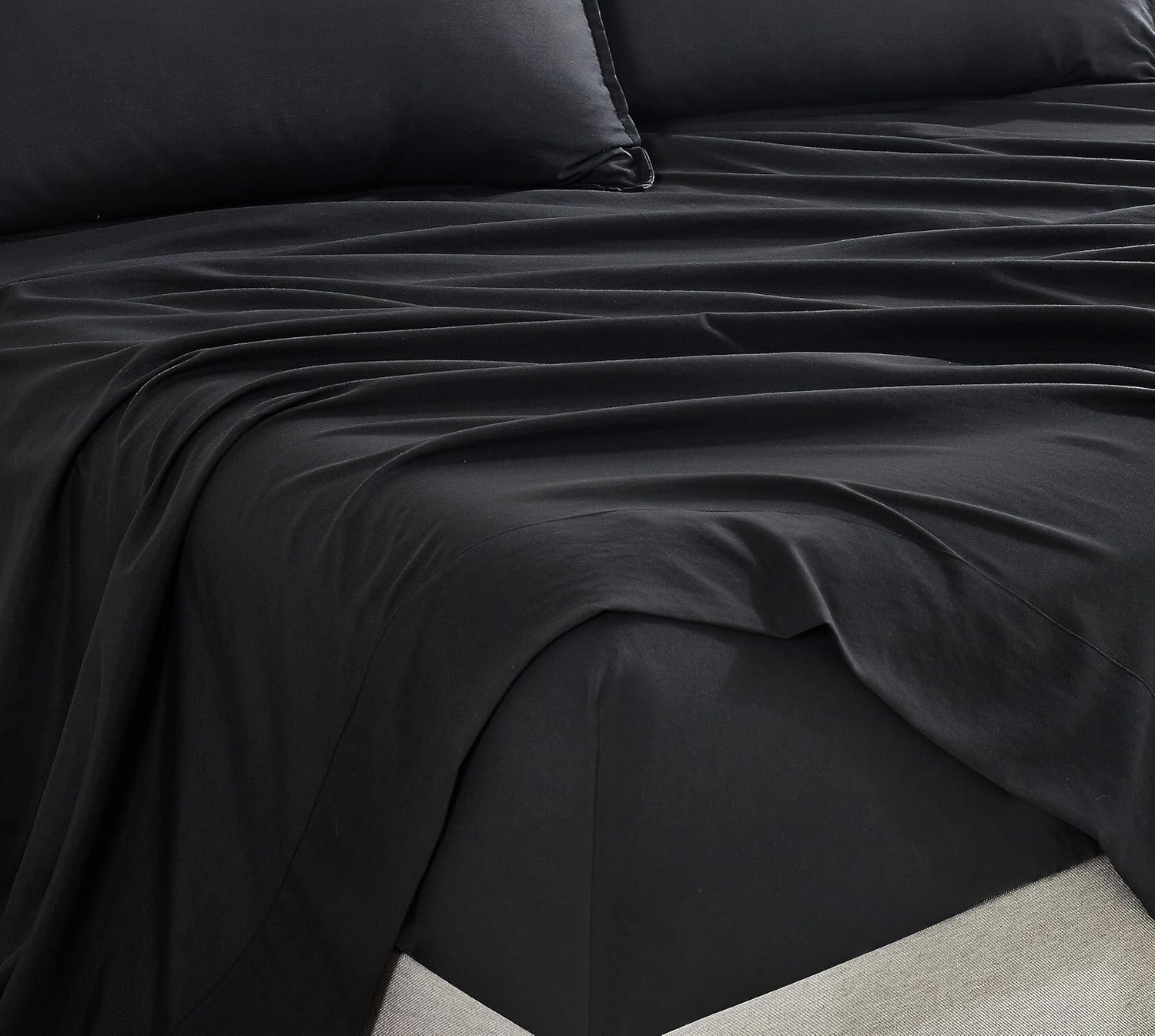 Premium Vintage Microfibre Sheet Set, 3-Piece - Black, Single