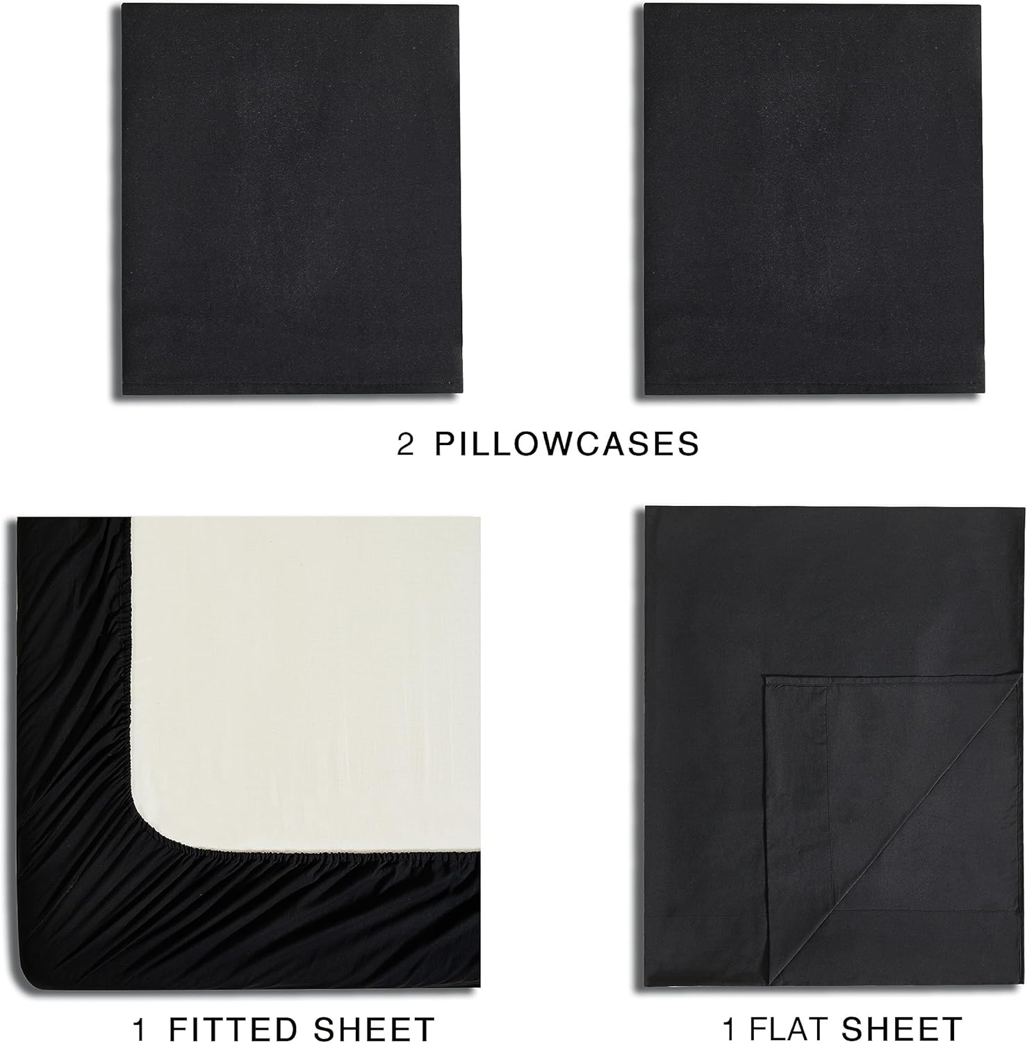 Premium Vintage Microfibre Sheet Set, 3-Piece - Black, Single