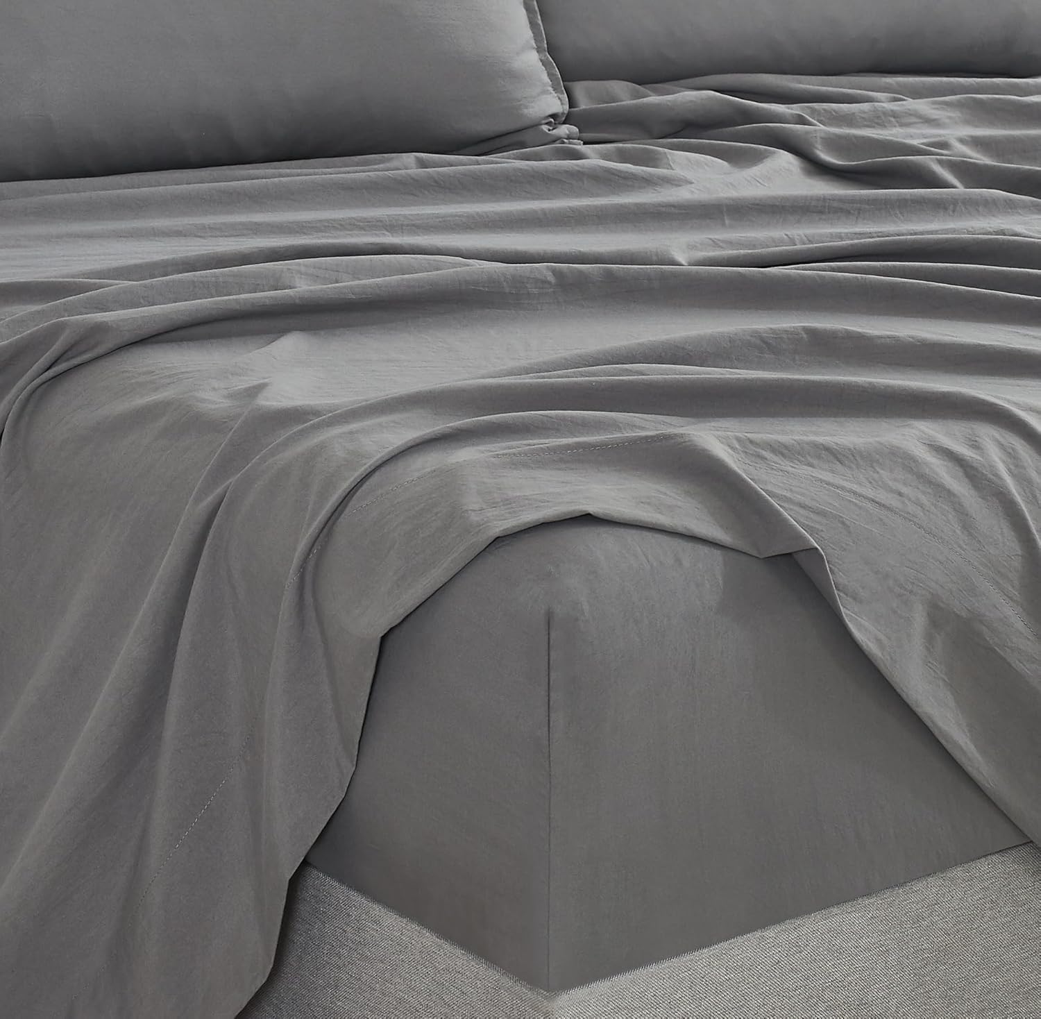 Premium Microfibre Sheet Set, Single, Grey, CleverPolly