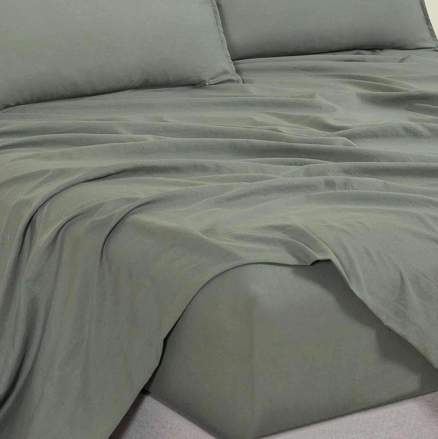 Hypoallergenic Microfibre Single Sheet Set - Khaki Green - CleverPolly