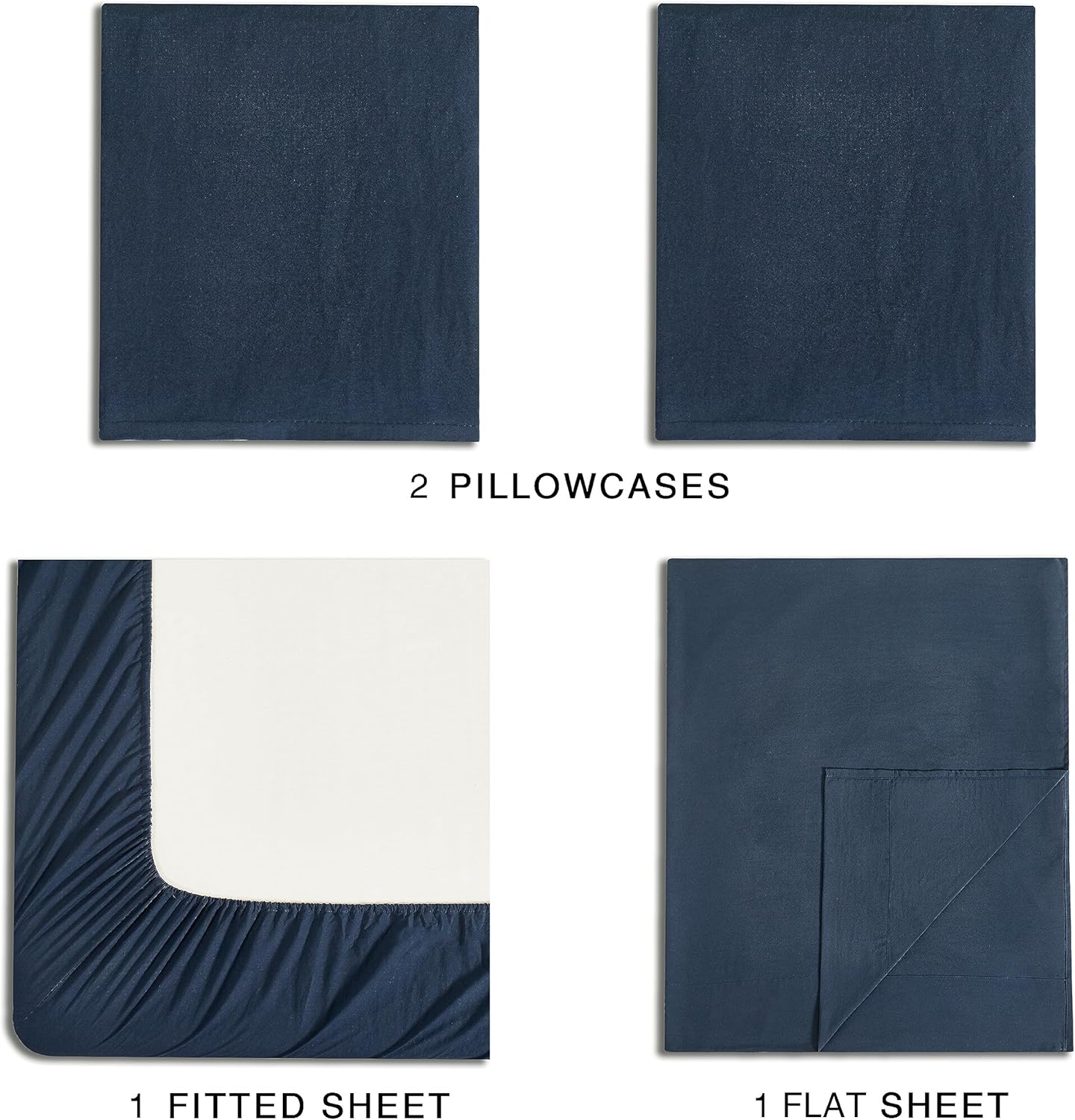 Soft Navy Vintage Microfibre Sheet Set, Single - CleverPolly