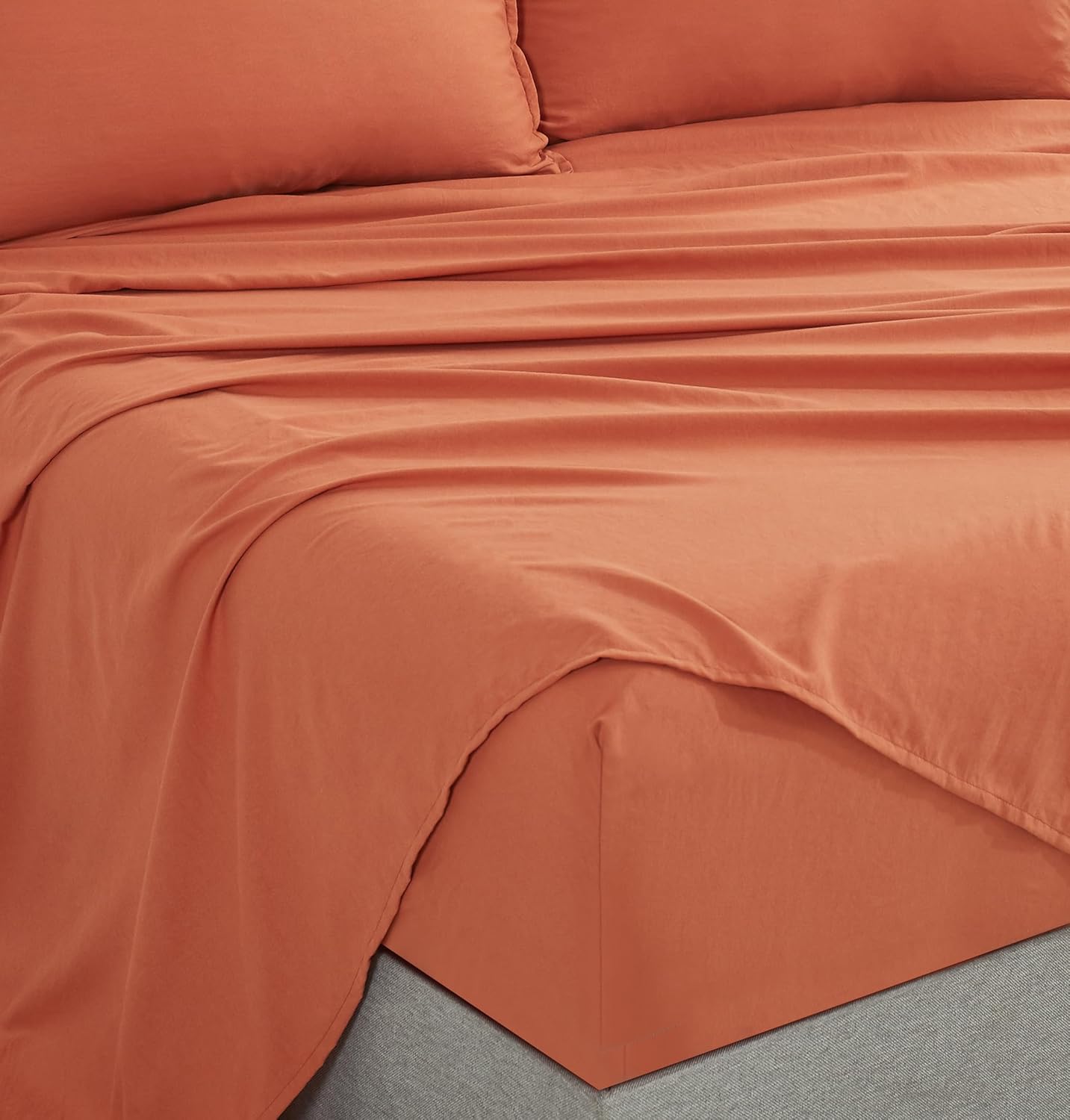 Premium Microfibre Vintage Sheet Set, Single - Terracotta, CleverPolly