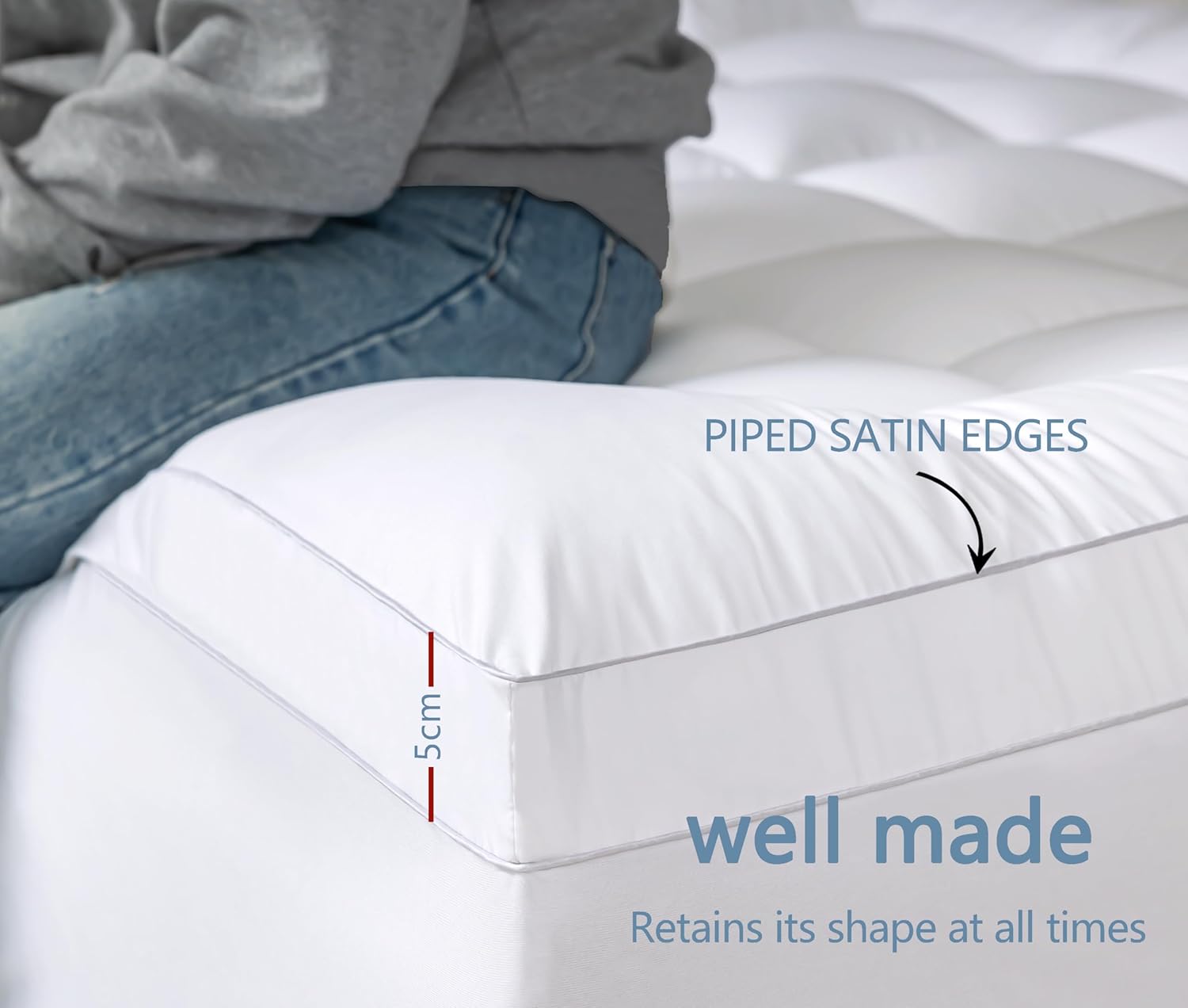 Ultra Soft Breathable 1000GSM Single Mattress Topper - Gioia Casa