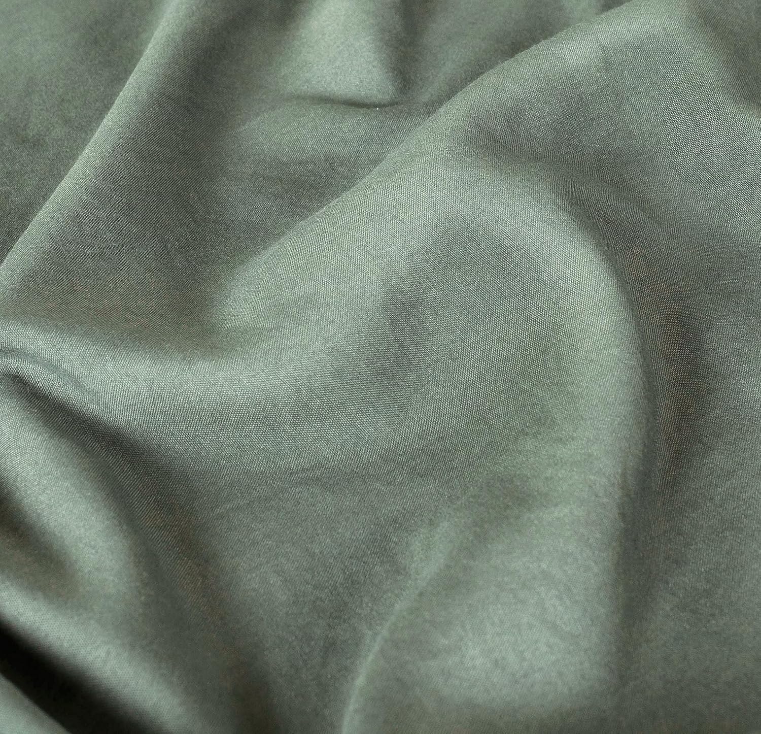 100% Vintage Washed Microfibre Fitted Sheet Set – Ultra Soft & Lightweight All-Season Fitted Sheet with 2 Pillowcases Khaki Green, Double Size