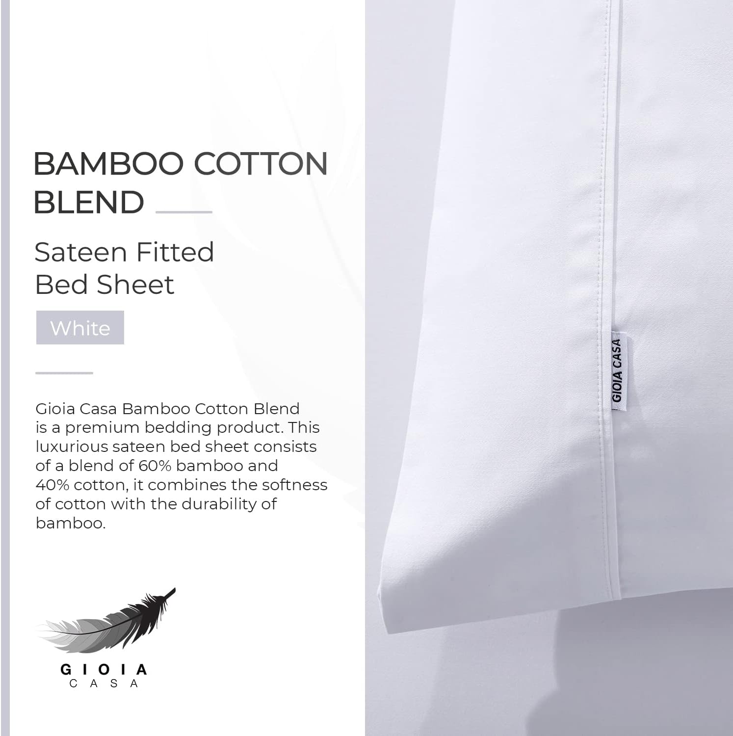 Bamboo Cotton Sateen Bedding Set, Anti-Bacterial, Double - Gioia Casa