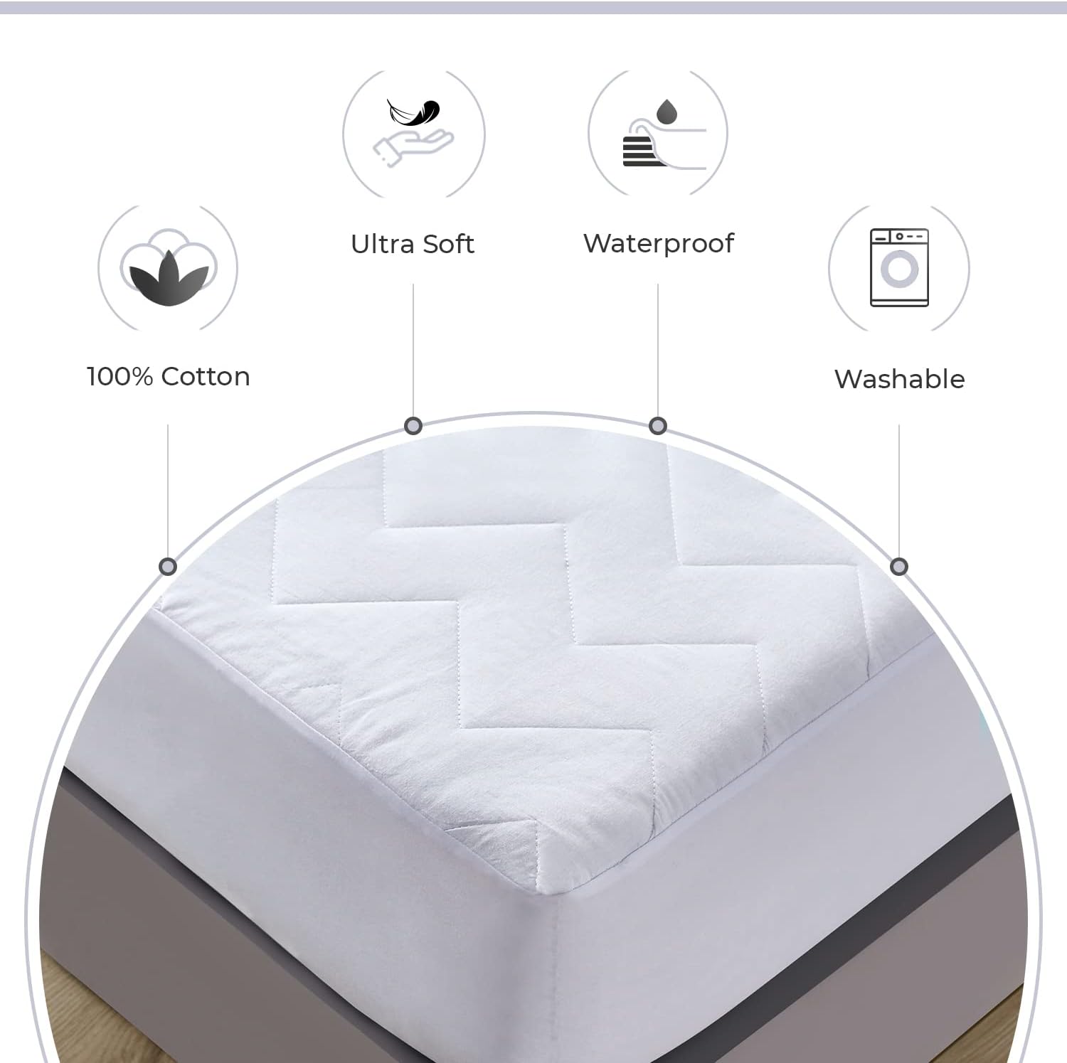 Ultra-Soft Cotton Waterproof Anti-Microbial Mattress Protector - Double Gioia Casa