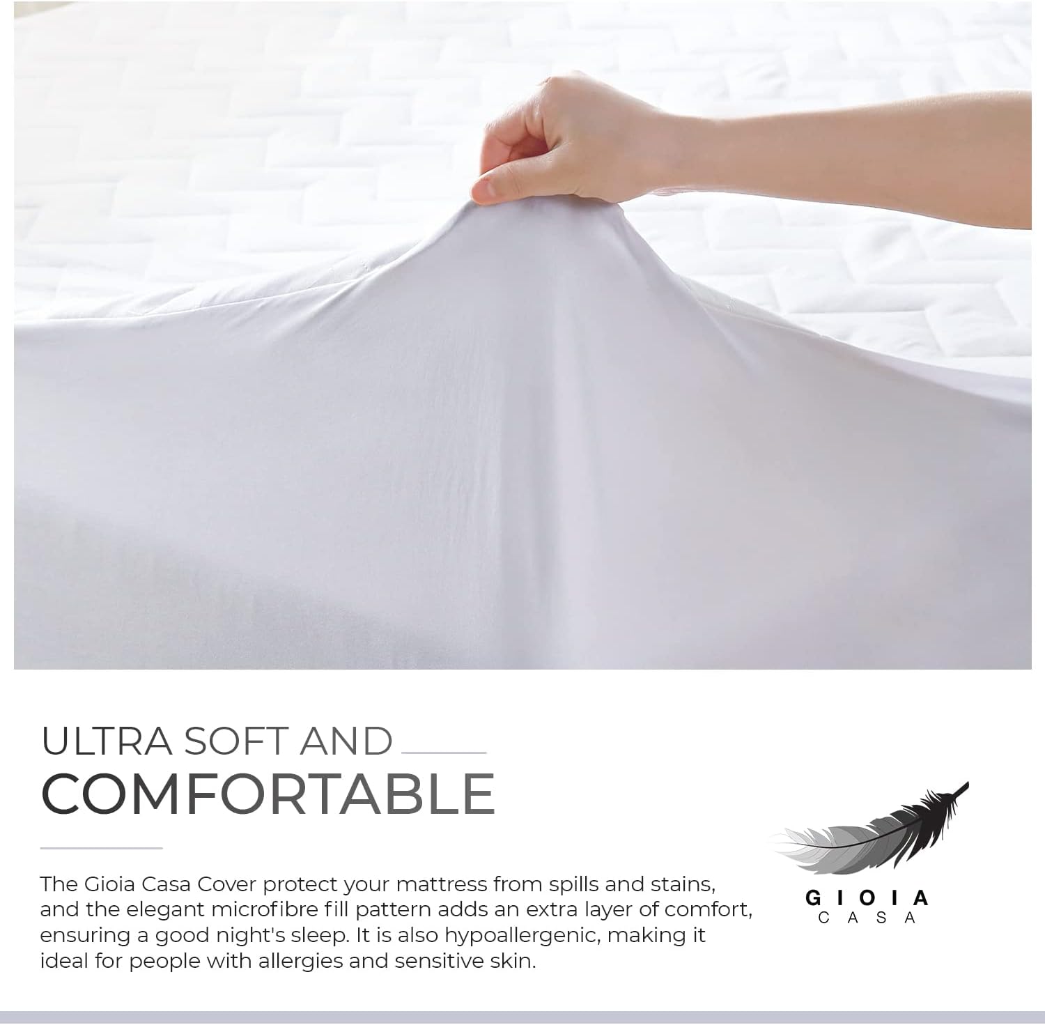 Ultra-Soft Cotton Waterproof Anti-Microbial Mattress Protector - Double Gioia Casa