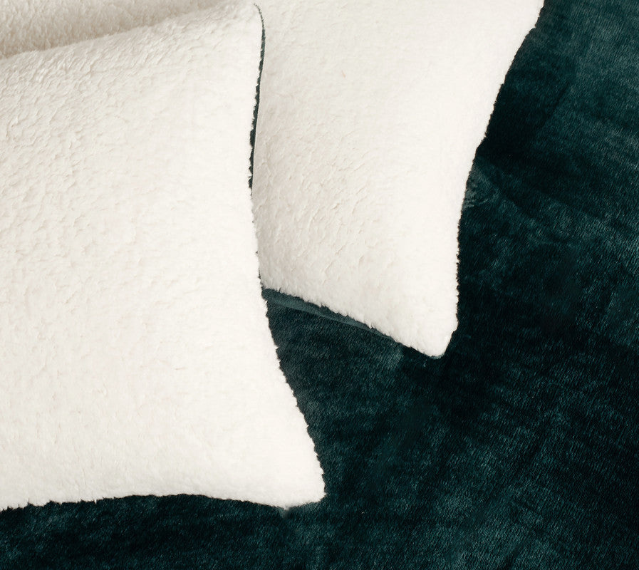2-in-1 Teddy Sherpa Quilt Cover Set Double Size - Emerald Green