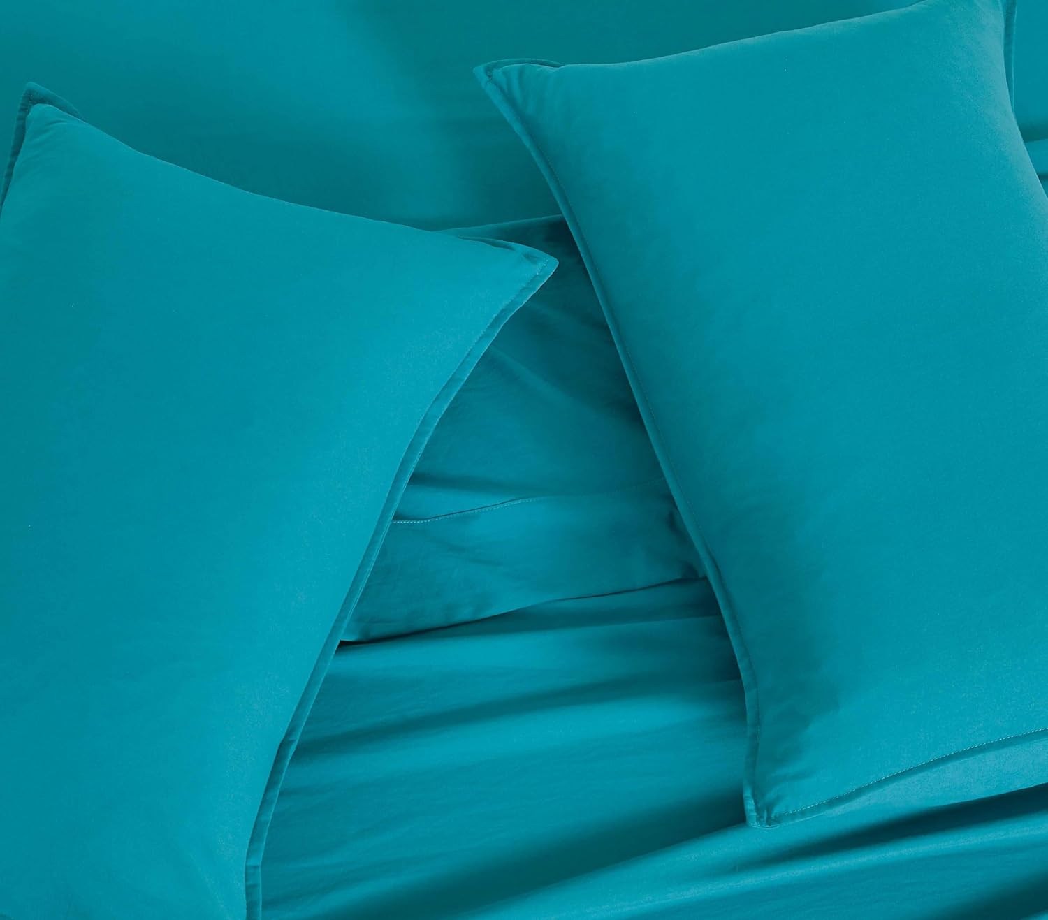 Vintage Washed Microfibre Quilt Cover Set Teal, Double