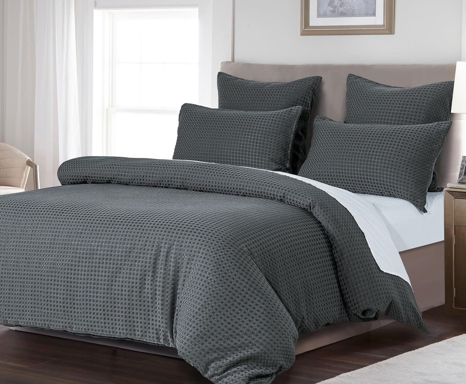 Premium Microfibre Waffle Quilt Cover Set (3Pcs) - Double