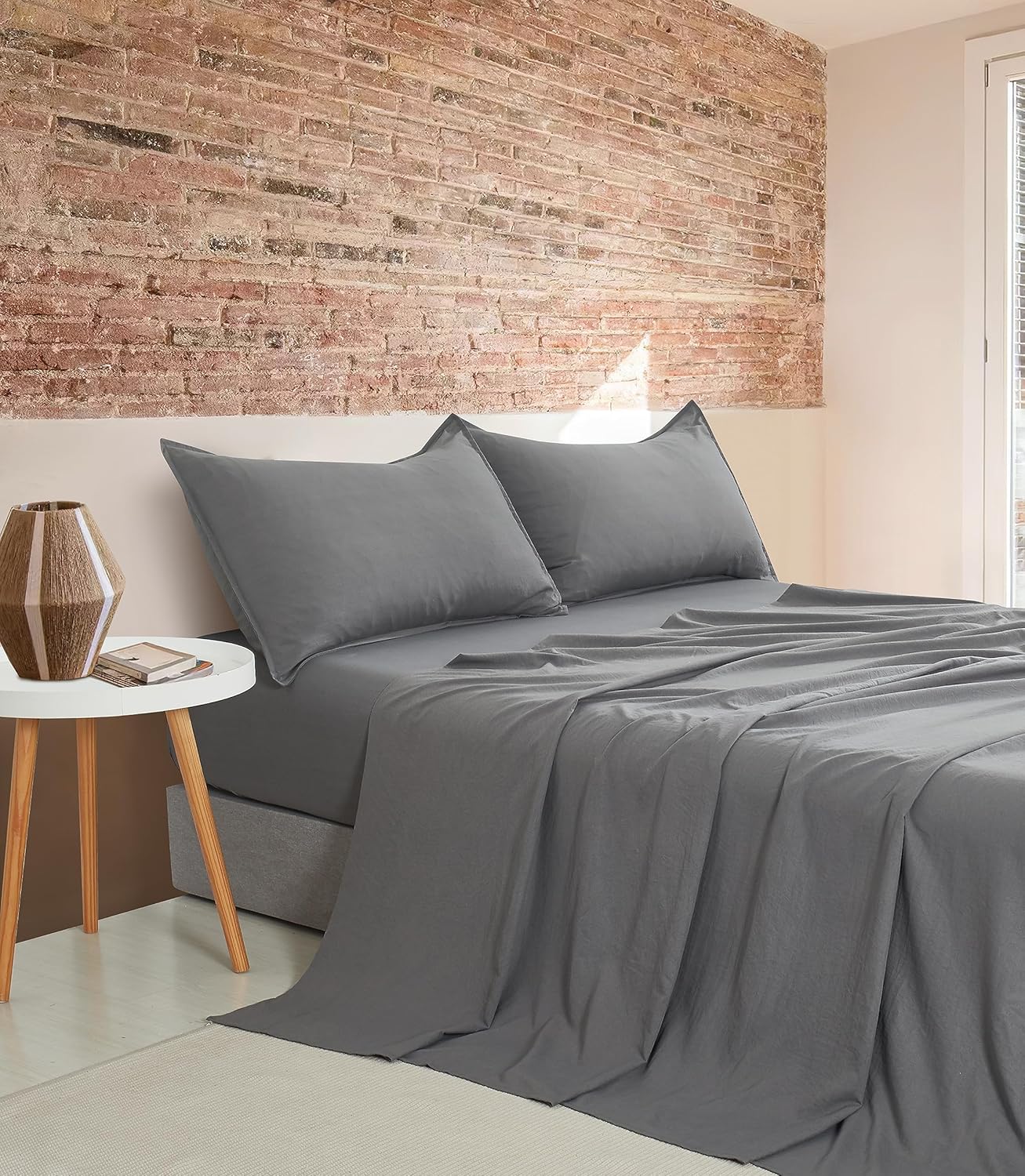 Premium Grey Microfibre Sheet Set, Double - 4pc | CleverPolly