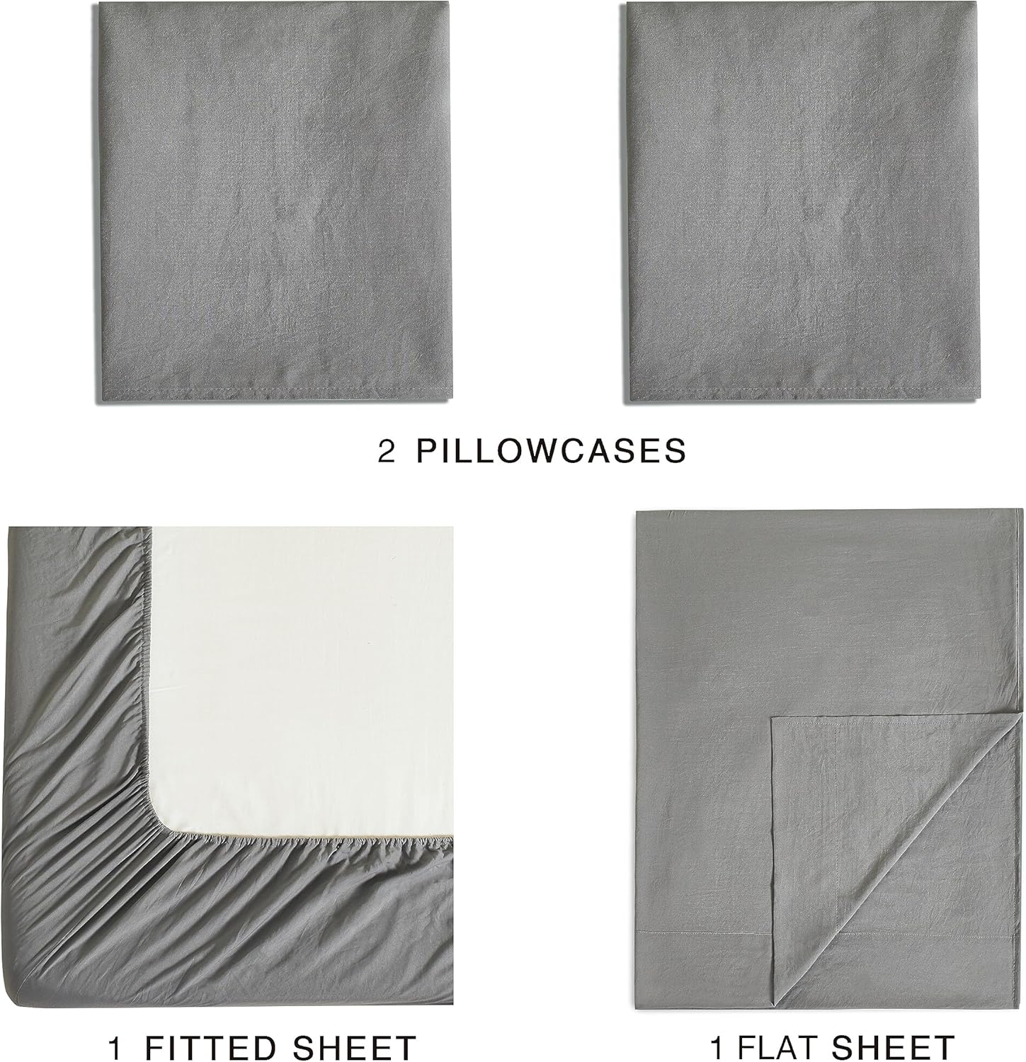 Premium Grey Microfibre Sheet Set, Double - 4pc | CleverPolly