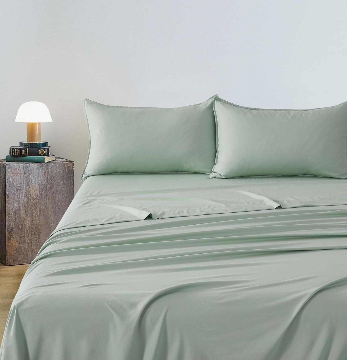 Vintage Washed Microfibre Sheet Set Sage, Double