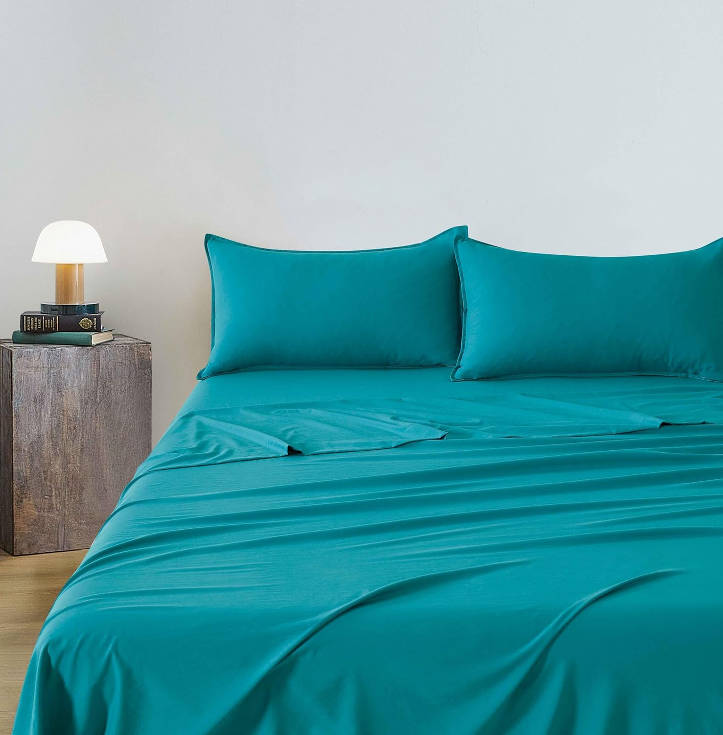 Vintage Washed Microfibre Sheet Set Teal, Double