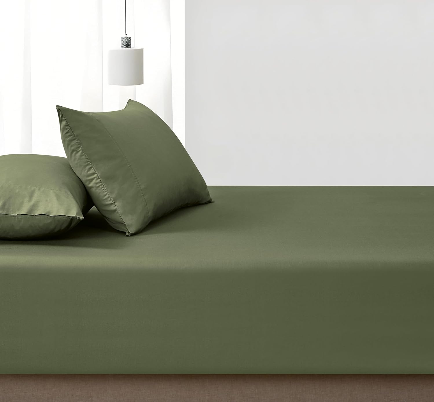 100% Vintage Washed Cotton Fitted Sheet Combo Set – 100% Natural Cotton, Ultra Soft & Breathable – Includes Fitted Sheet & Pillowcases – Machine Washable Khaki Green, Queen
