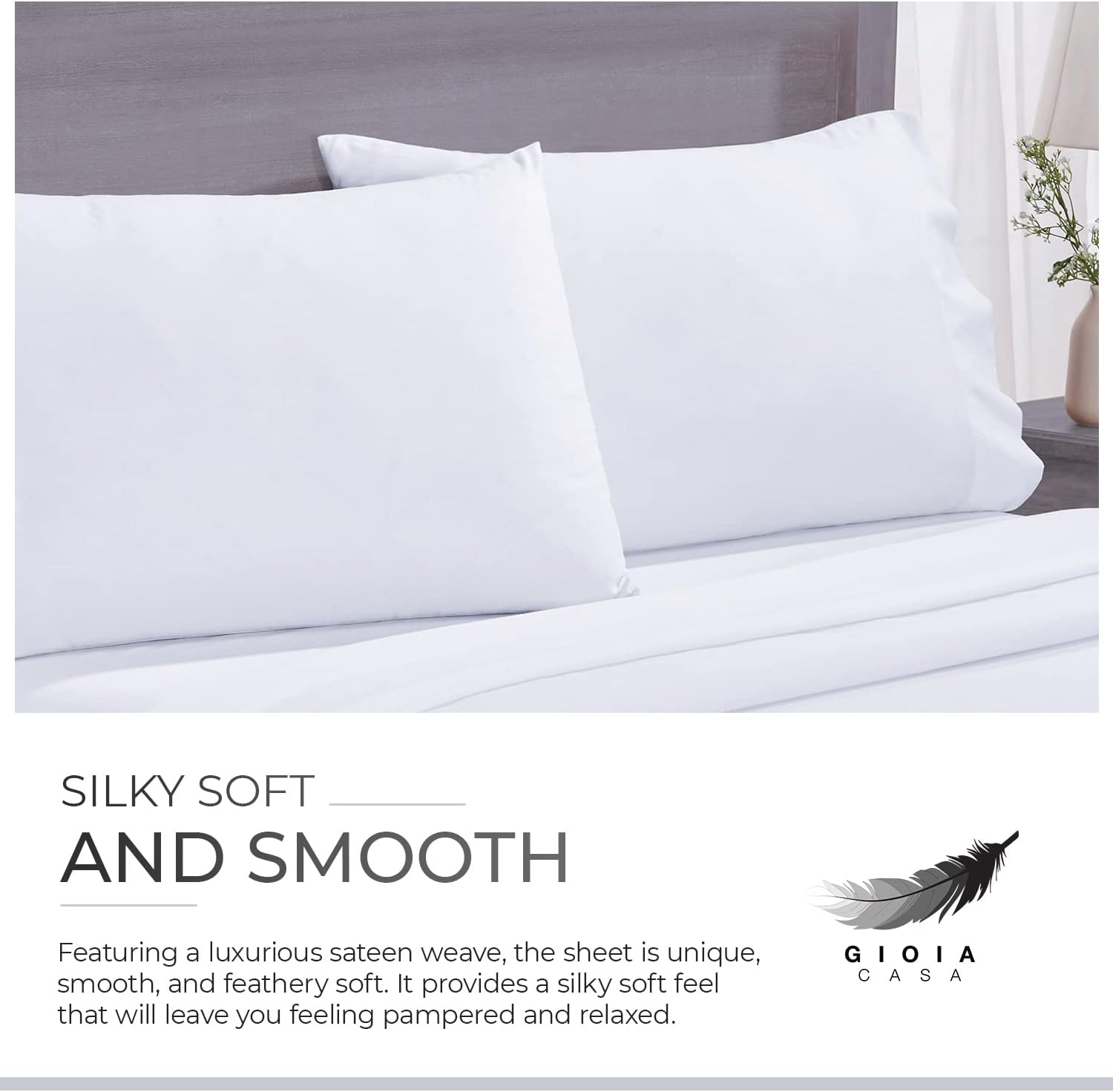 Luxurious Bamboo Cotton Sateen Bedding Set - Queen, Gioia Casa