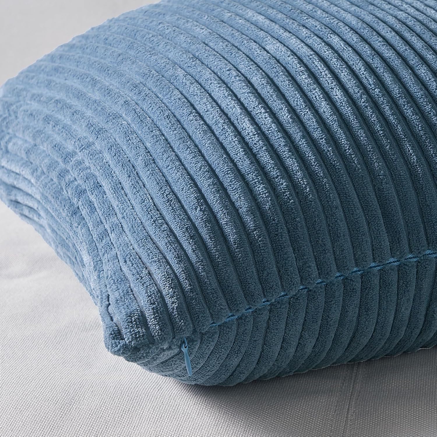 Corduroy Velvet Cushion Covers - Soft Velvet Fabric with Hidden Zipper - Stylish Mix of Blue Shades, 30cm x 50cm Pack of 4