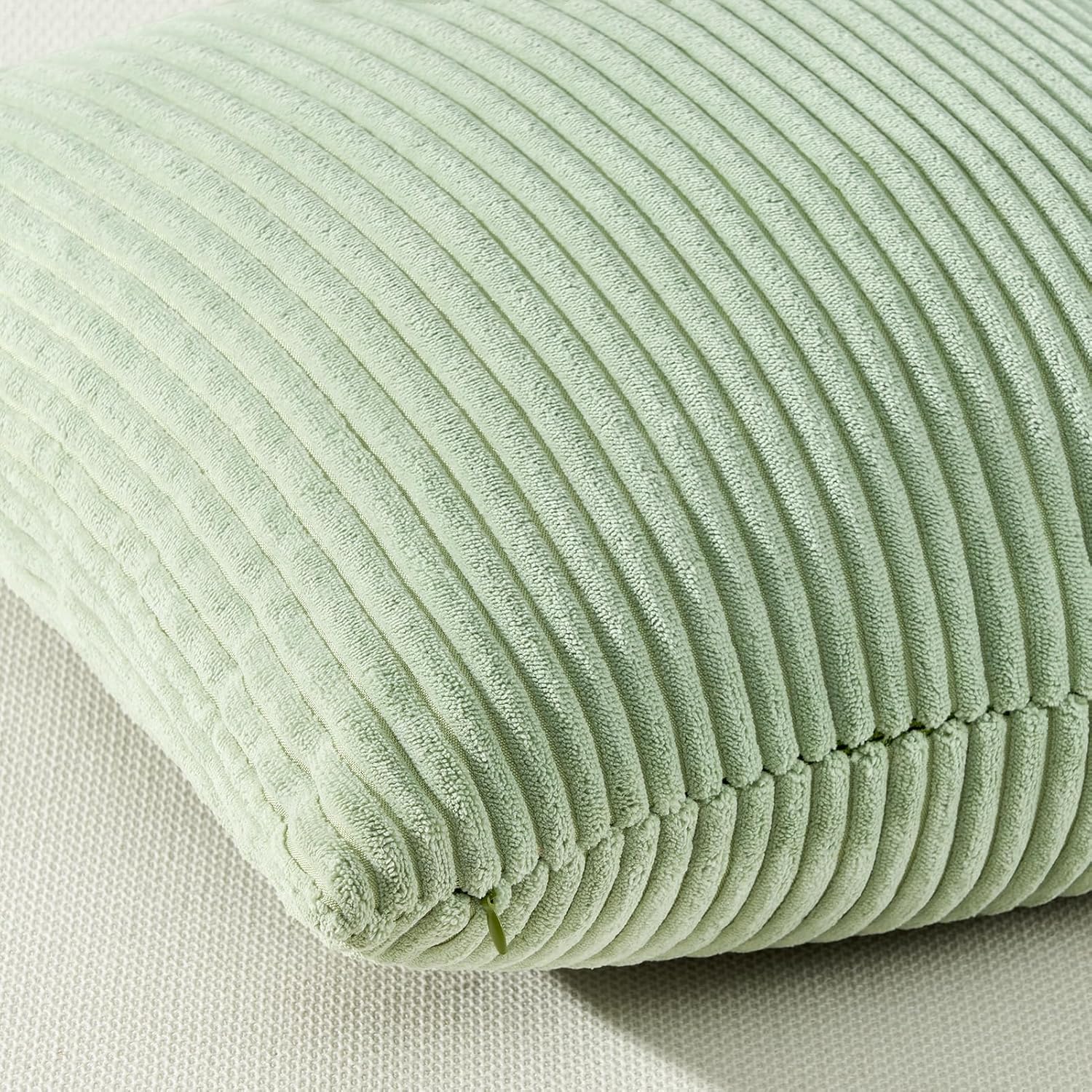 Corduroy Velvet Cushion Covers - Soft Velvet Fabric with Hidden Zipper - Stylish Mix of Green Shades, 30cm x 50cm Pack of 4