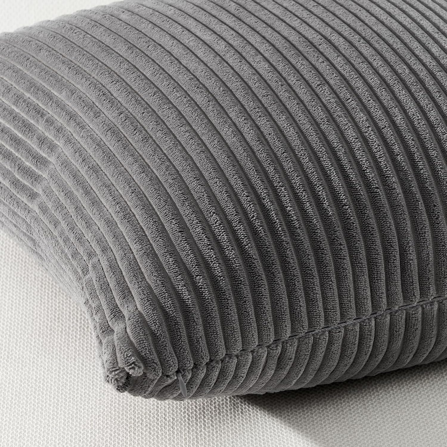 Corduroy Velvet Cushion Covers - Soft Velvet Fabric with Hidden Zipper - Stylish Mix of Grey Shades, 30cm x 50cm Pack of 4