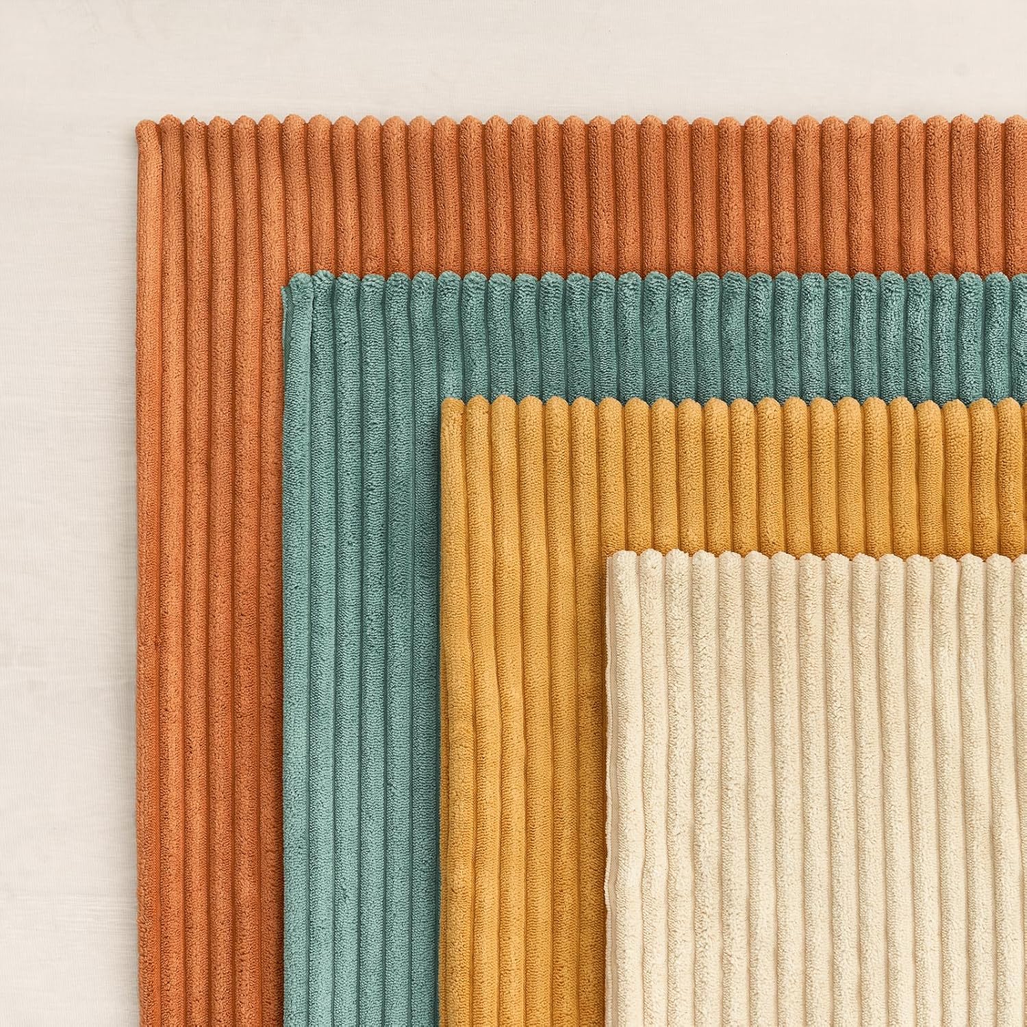 Corduroy Velvet Cushion Covers - Soft Velvet Fabric with Hidden Zipper - Rainbow, 45cm x 45cm Pack of 4