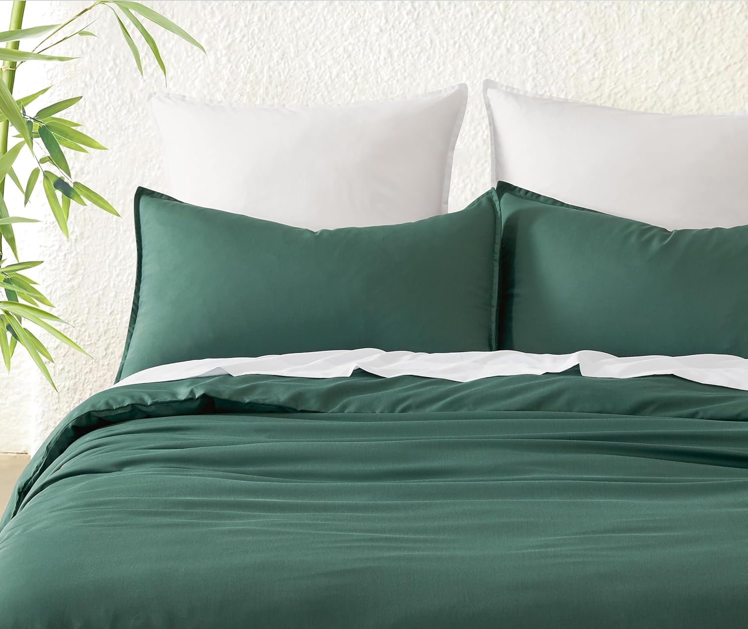 Bamboo Microfibre Quilt Cover Set - Green - Queen