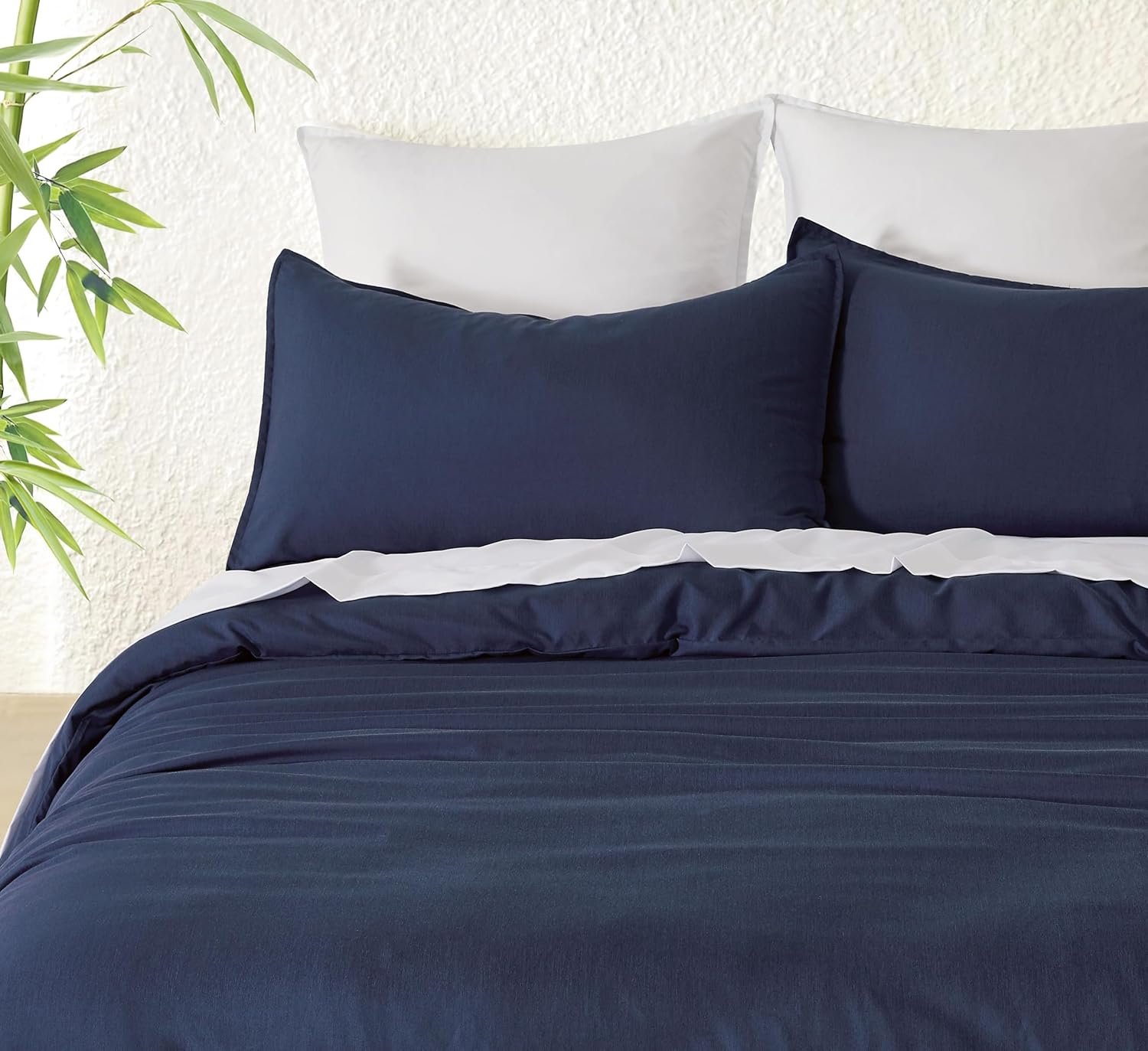 Bamboo Microfibre Quilt Cover Set - Navy - Queen