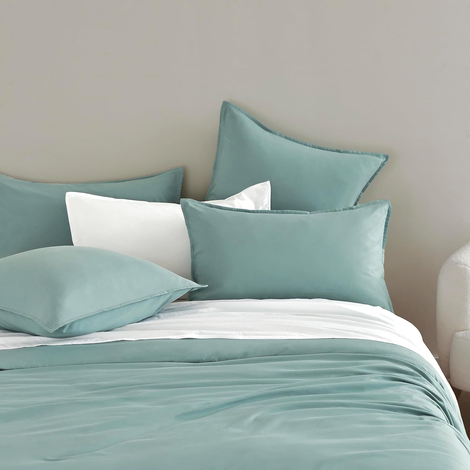 Ultra-Soft Vintage Microfibre Quilt Cover Set (3Pcs) Seafoam - Queen