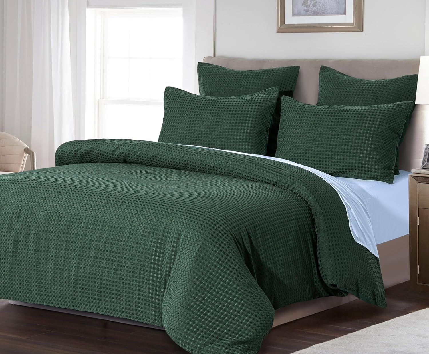 Soft Waffle Microfibre Quilt Cover Set, Zip Closure - Queen, CleverPolly