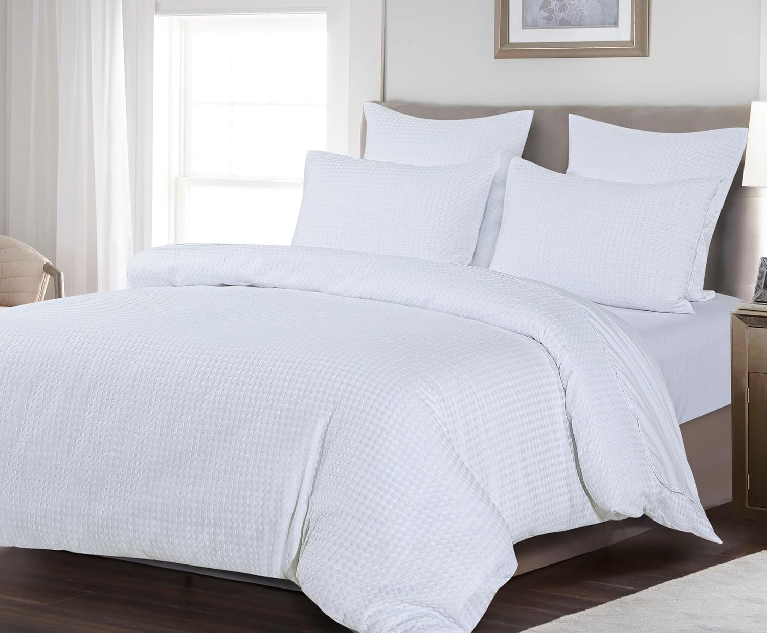 Soft Waffle Microfibre Quilt Cover Set, Zip Closure, Queen - CleverPolly