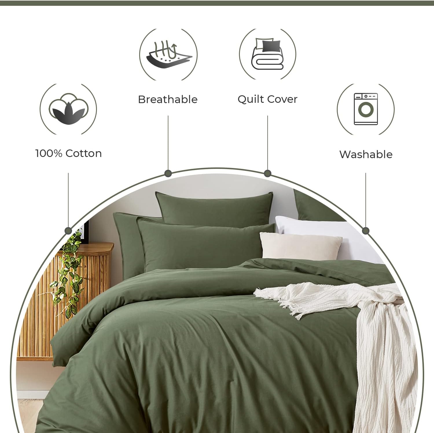 Ultra-Soft Cotton Queen Quilt Cover Set - Hypoallergenic - Gioia Casa