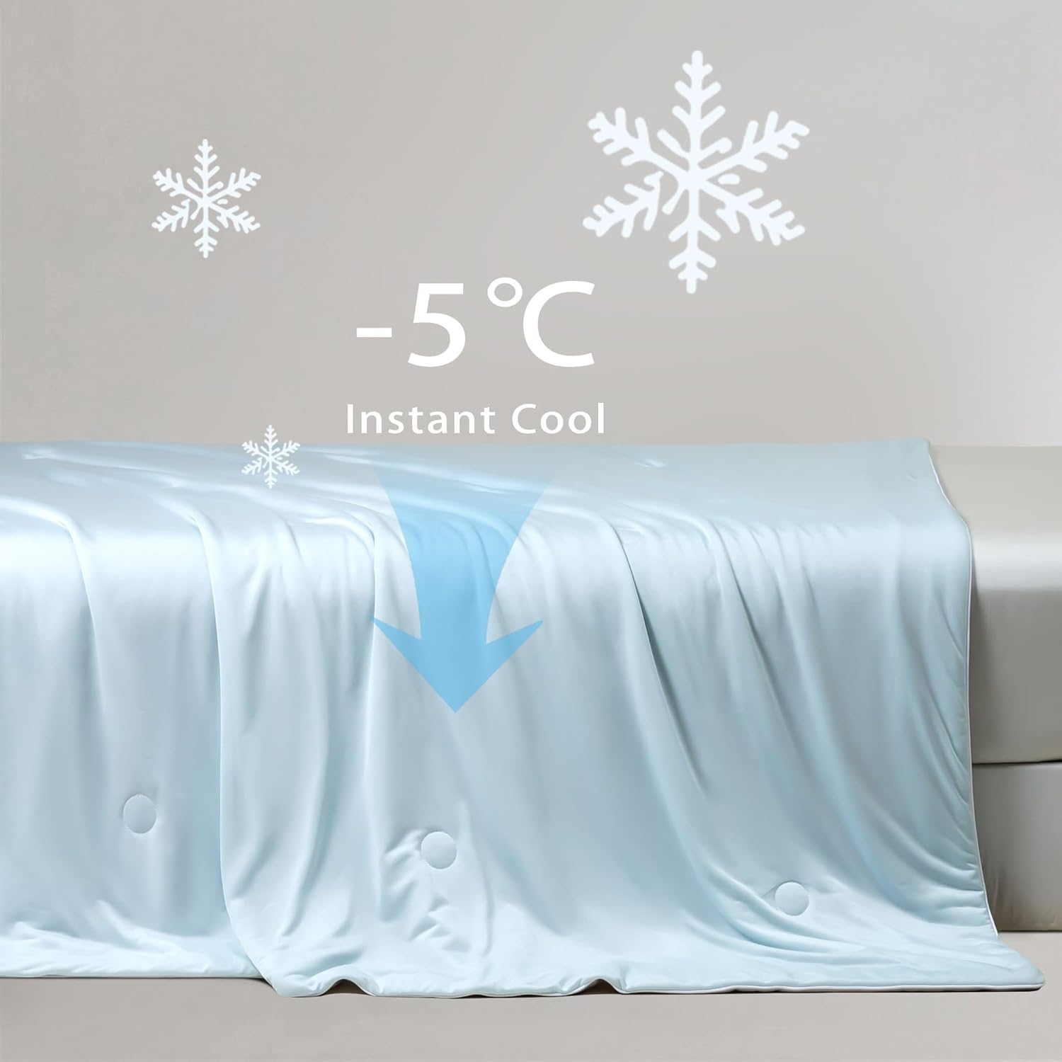 Ice Cooling Reversible Summer Comforter Blanket Blue and Grey, Queen/King