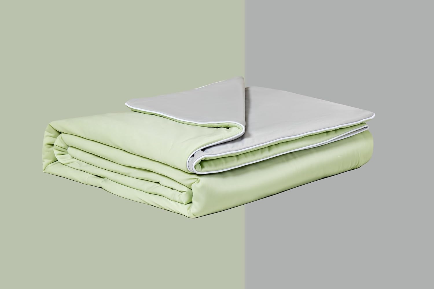 Ice Cooling Reversible Summer Comforter Blanket Green and Grey, Queen/King