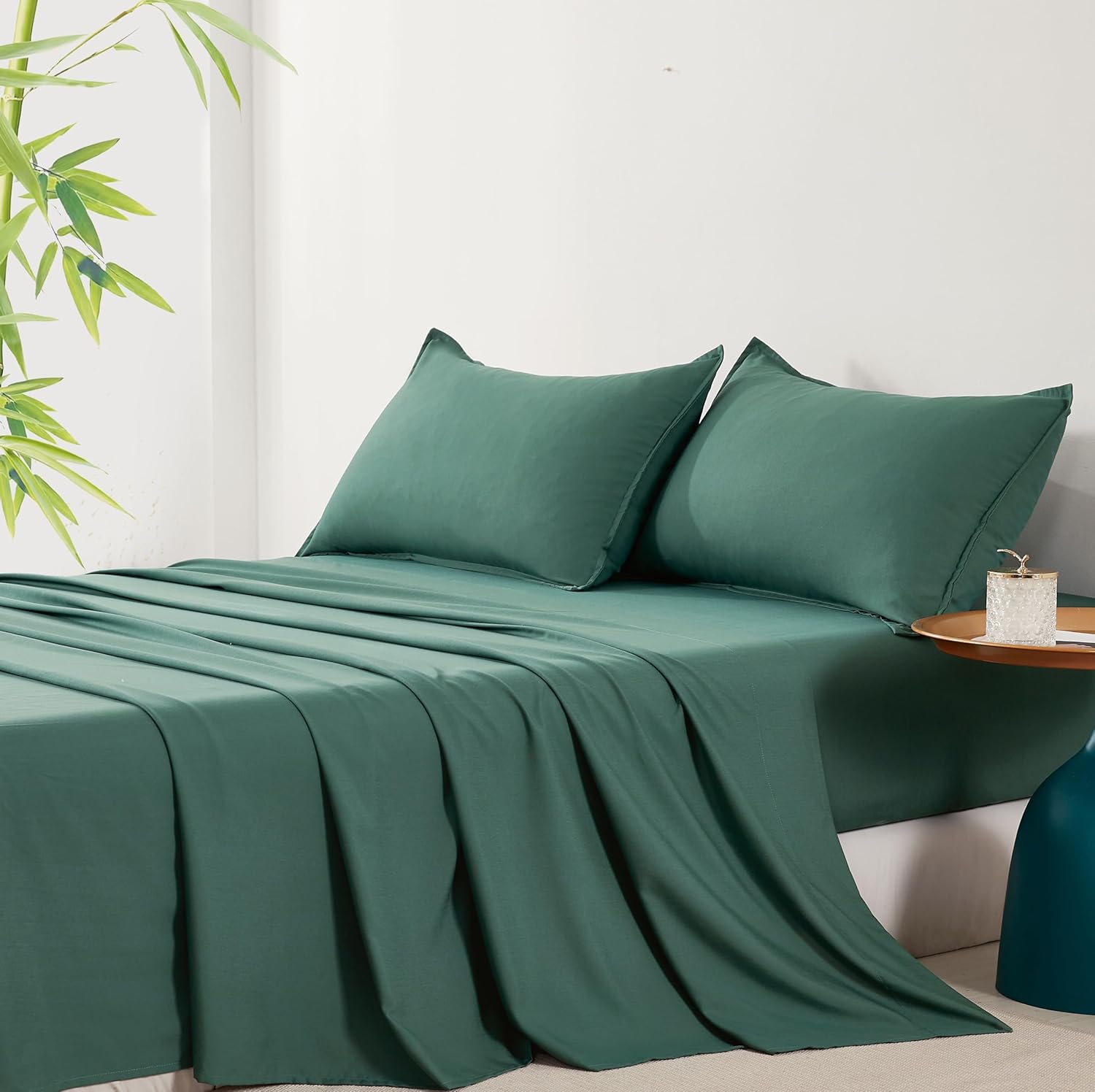 Bamboo Microfibre Sheet Set - Green - Queen