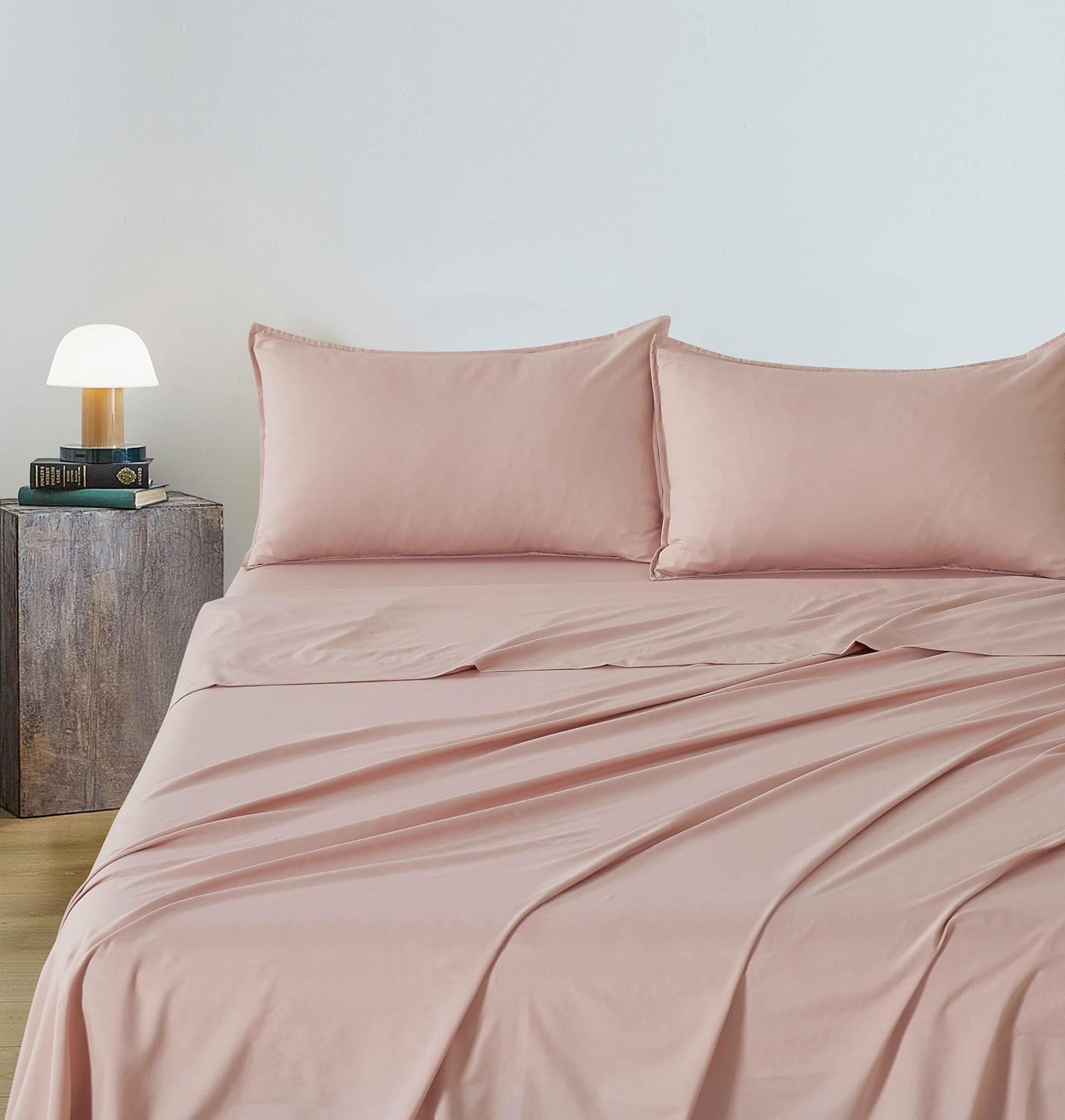 Vintage Washed Microfibre Sheet Set Pink, Queen