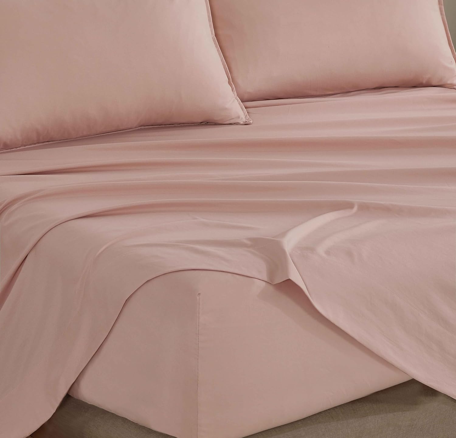 Vintage Washed Microfibre Sheet Set Pink, Queen