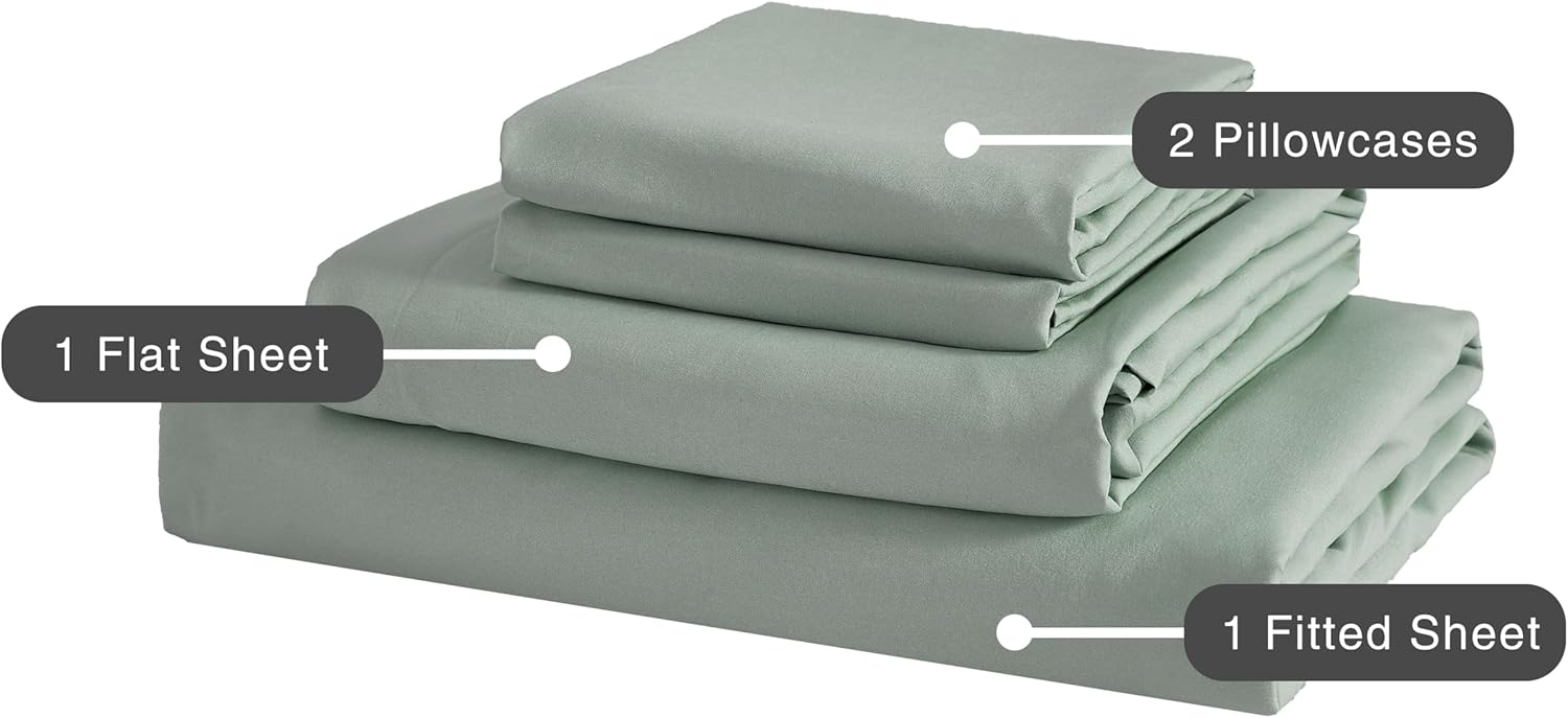 Vintage Washed Microfibre Sheet Set Sage, Queen