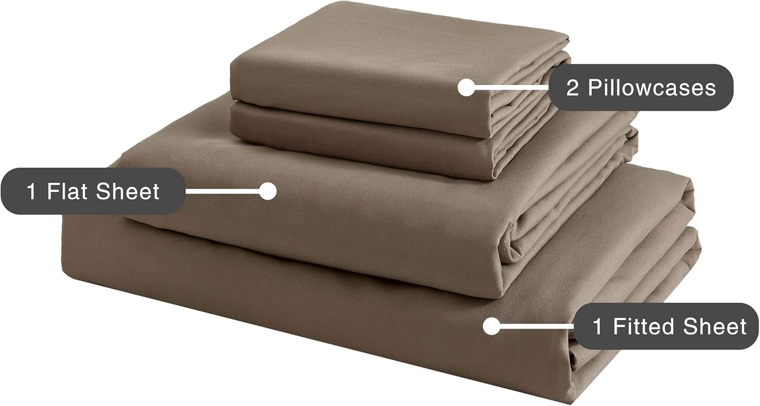 Vintage Washed Microfibre Sheet Set Truffle, Queen