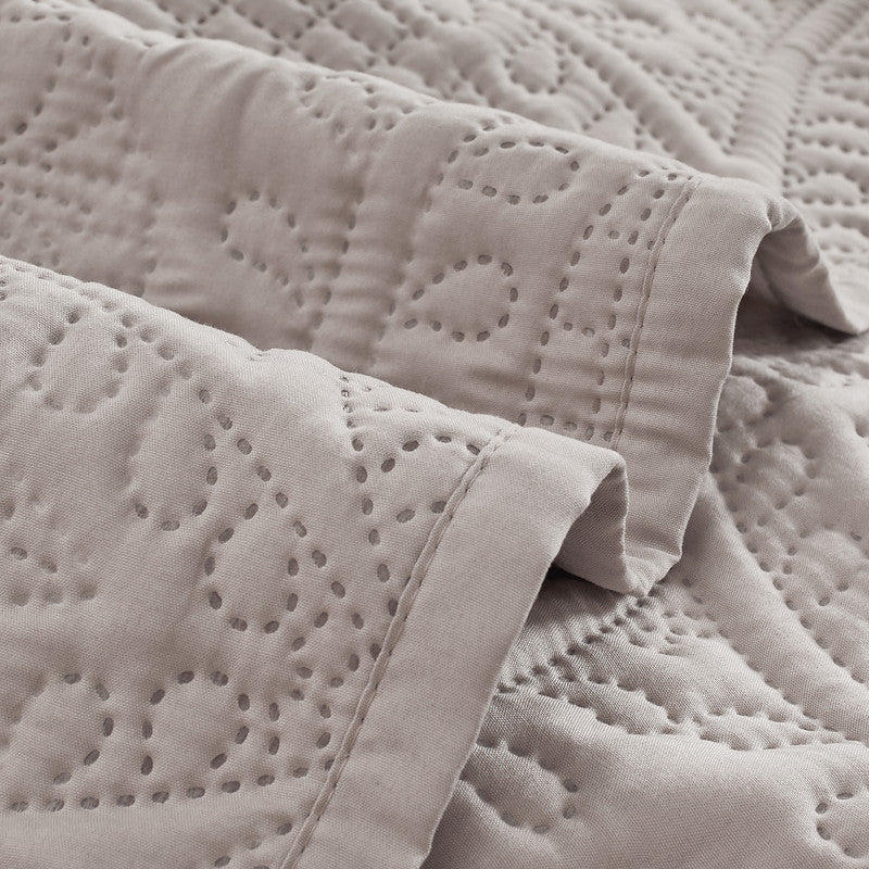 Lisbon Quilted 3-Piece Embossed Coverlet Set Beige, Queen/King