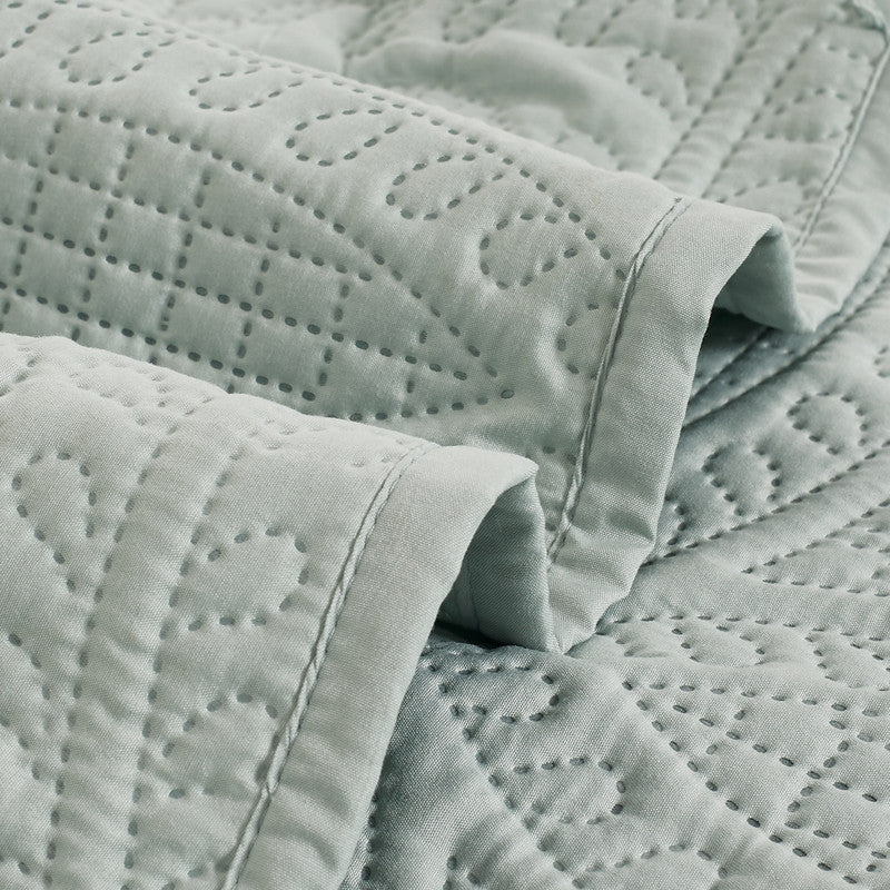 Lisbon Quilted 3-Piece Embossed Coverlet Set Sage Green, Queen/King