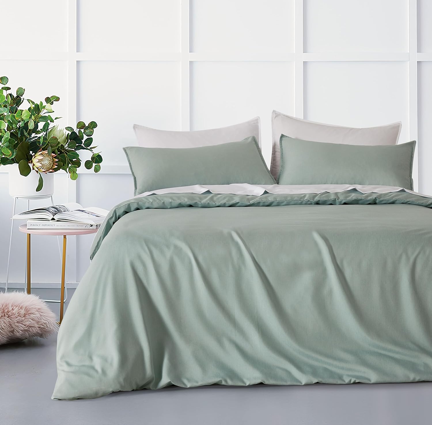 Bamboo Microfibre Quilt Cover Set - Sage Green - King