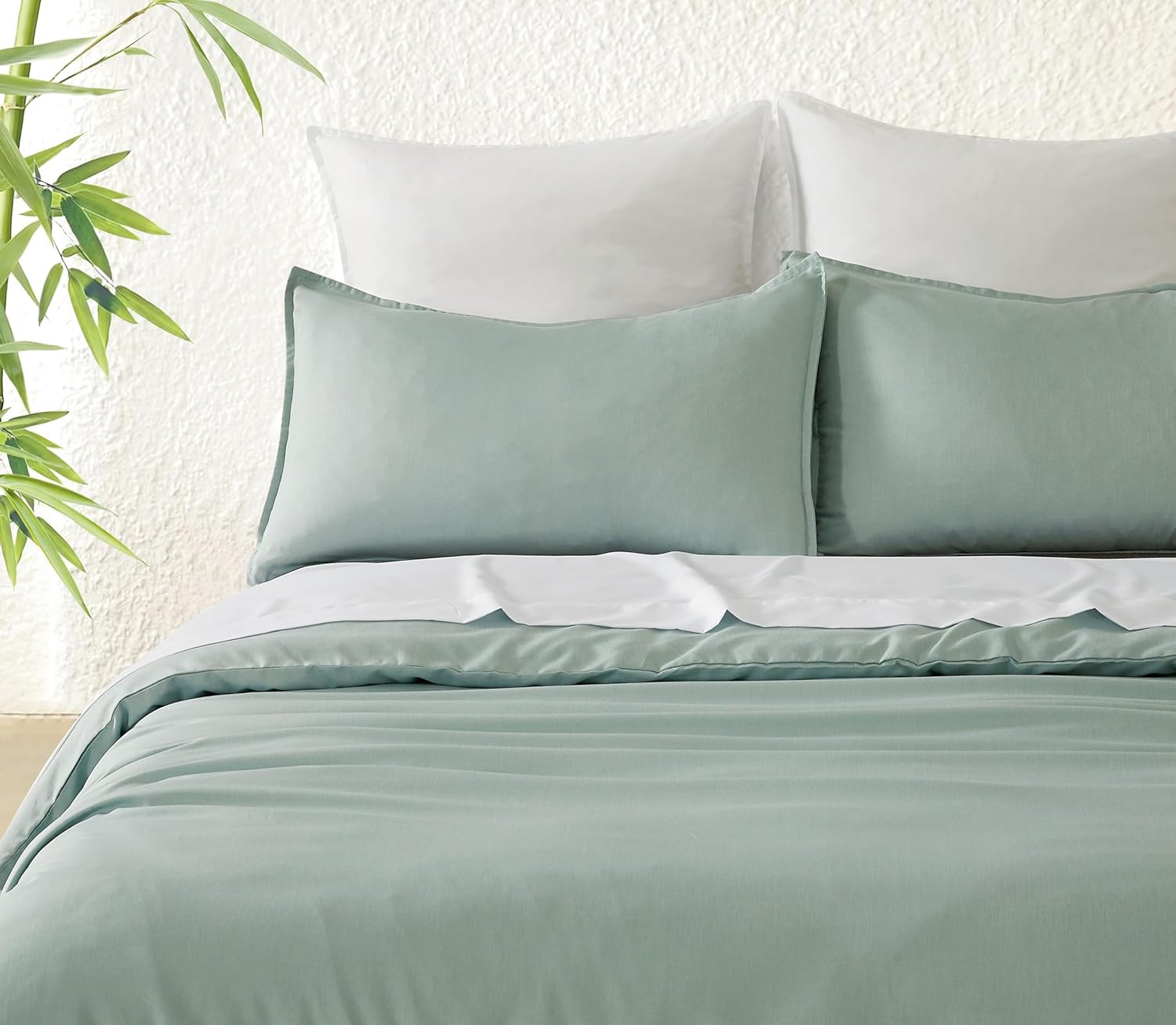 Bamboo Microfibre Quilt Cover Set - Sage Green - King