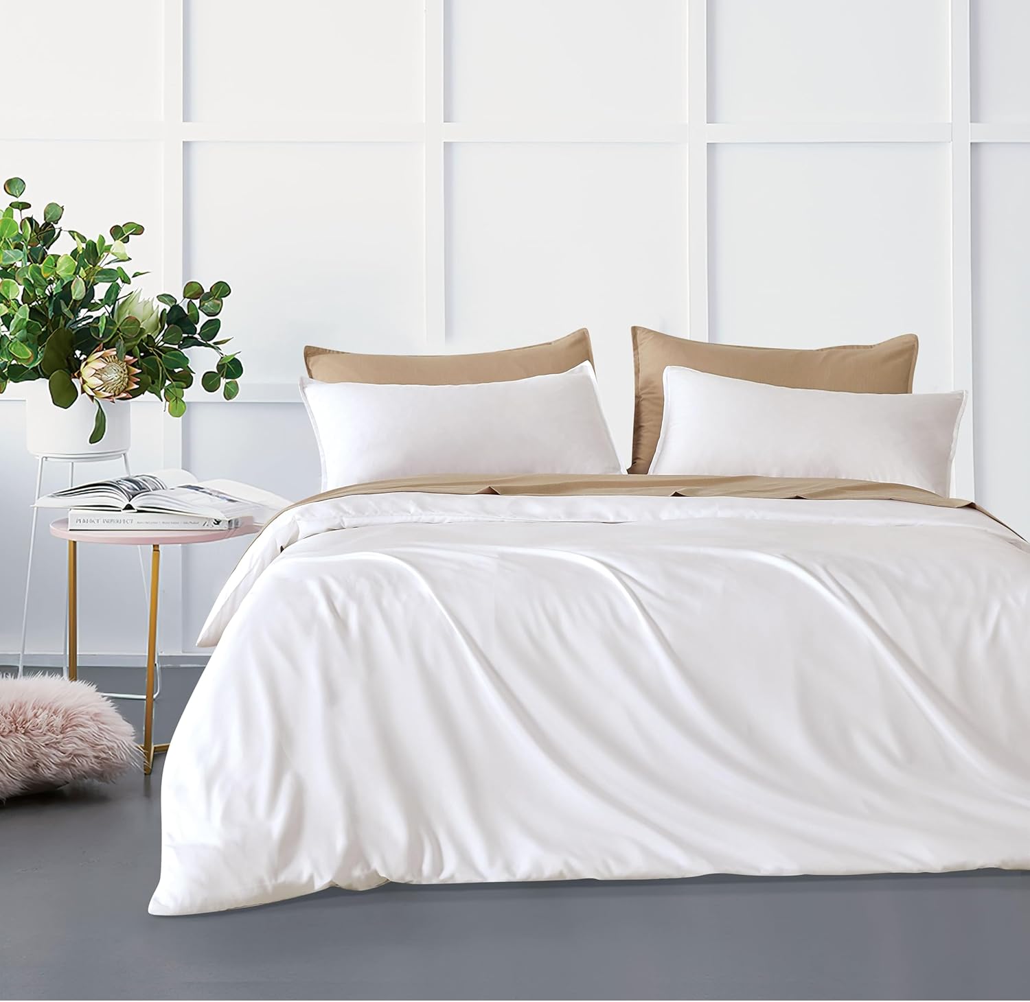 Bamboo Microfibre Quilt Cover Set - White - King