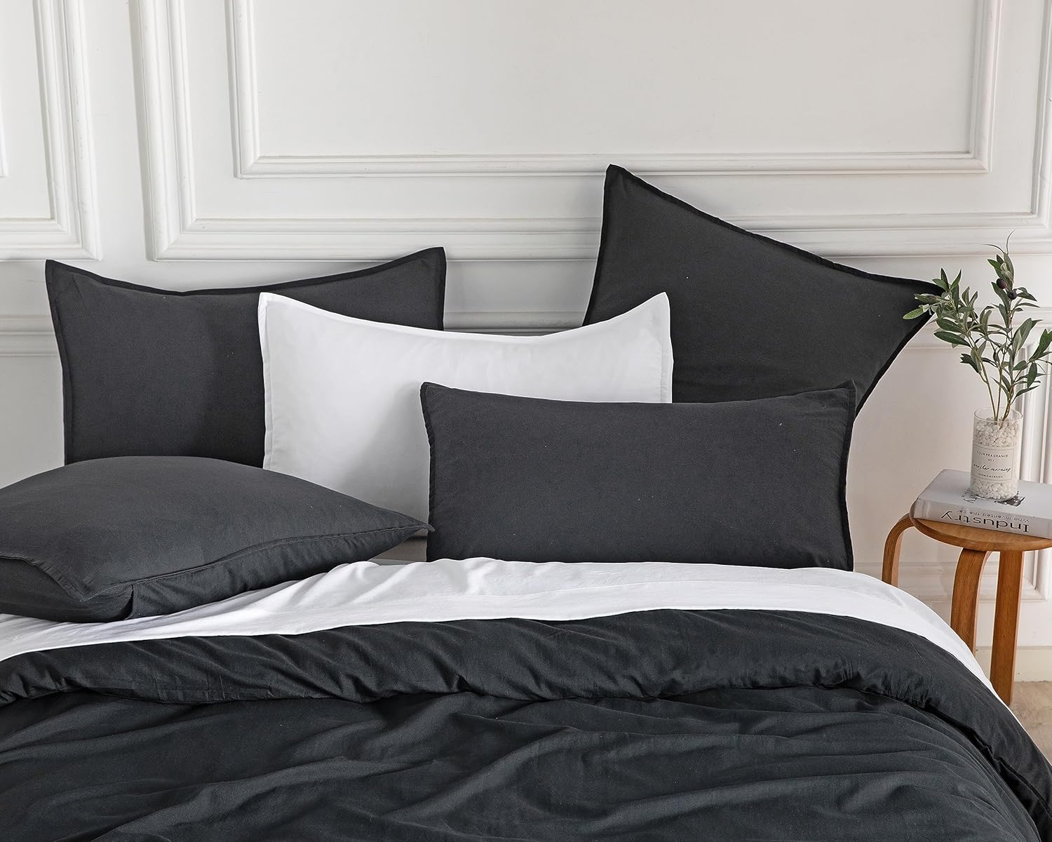 Ultra-Soft Hypoallergenic King Quilt Cover Set - Black - CleverPolly