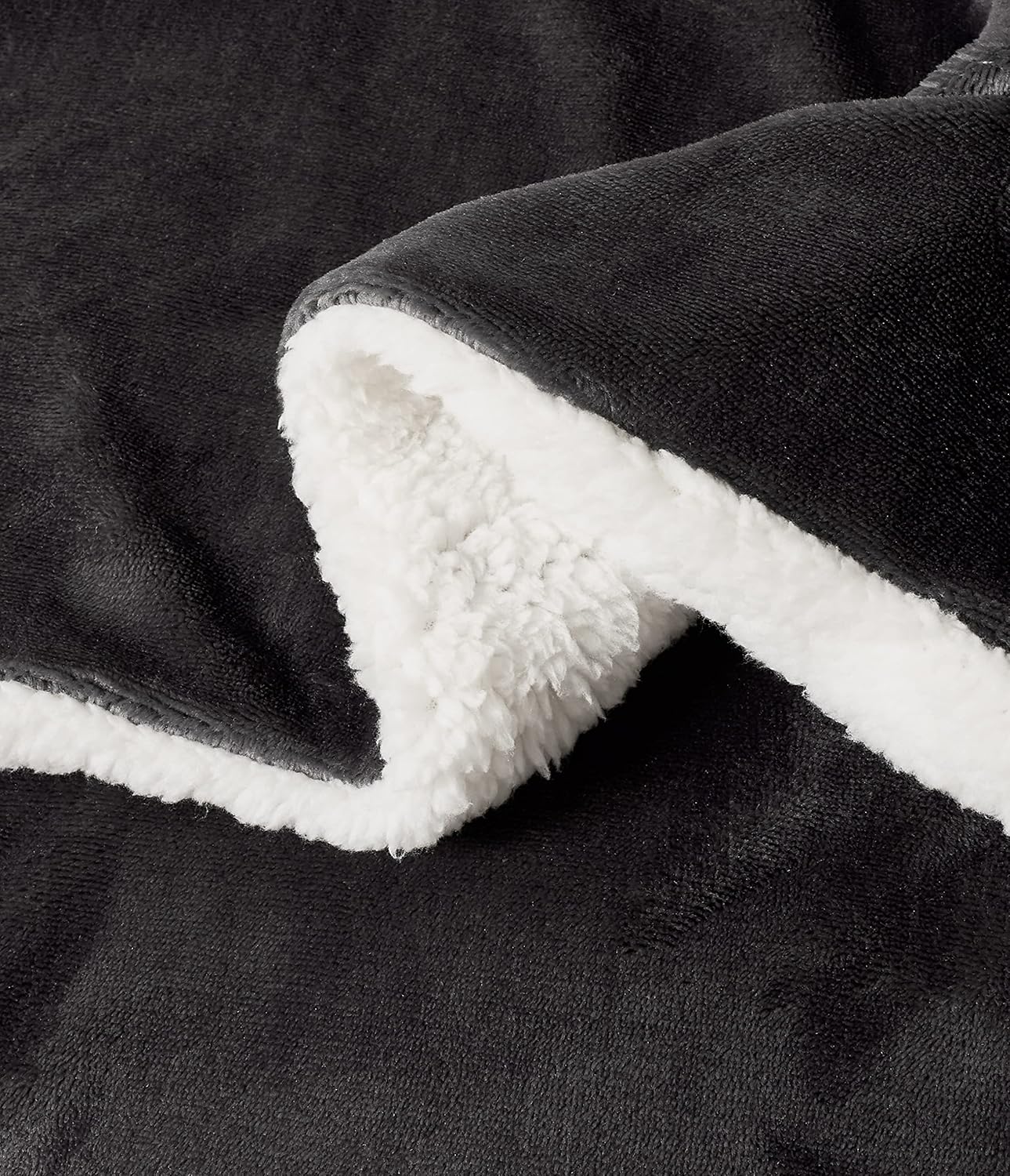 2-in-1 Teddy Sherpa Quilt Cover Set King Size - Charcoal